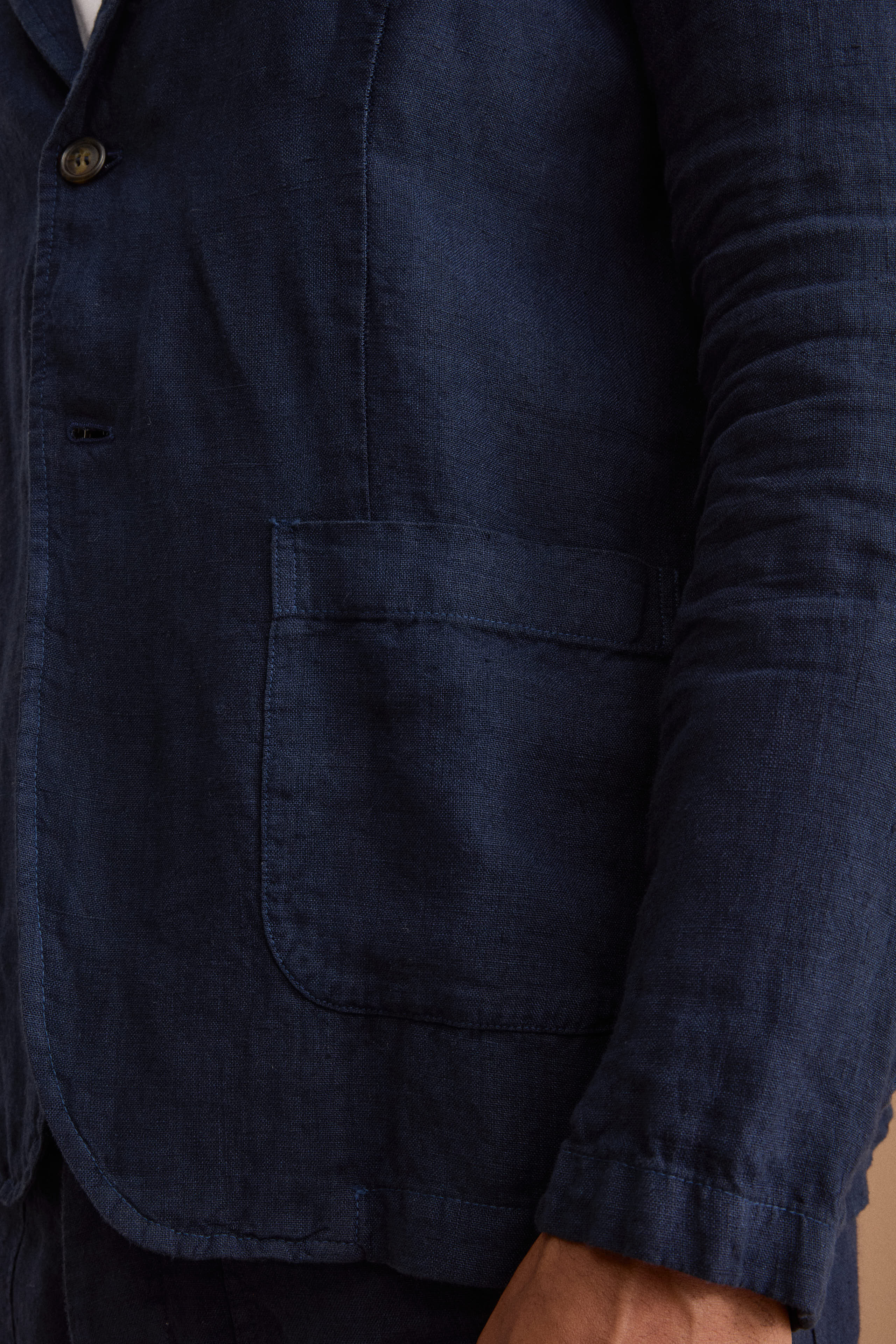 Giacca Regualar Fit Sfoderata in Lino - BLU