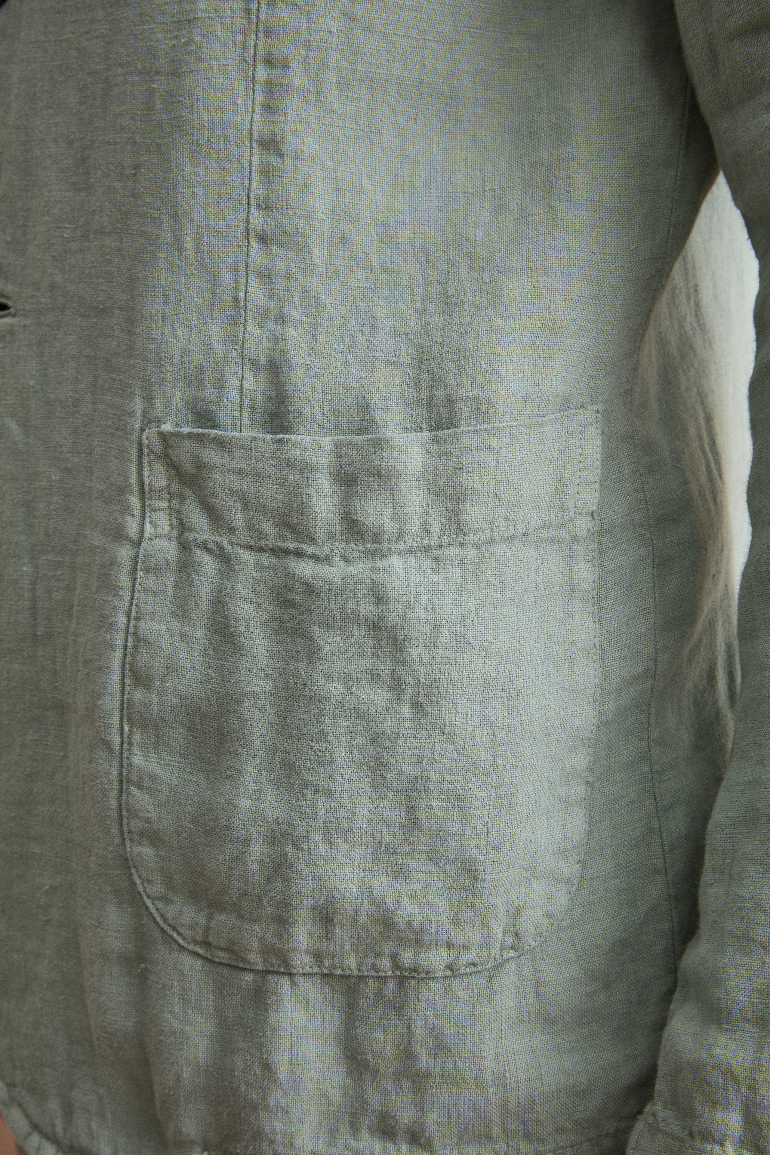Giacca Regular Fit Sfoderata in Lino - VERDE