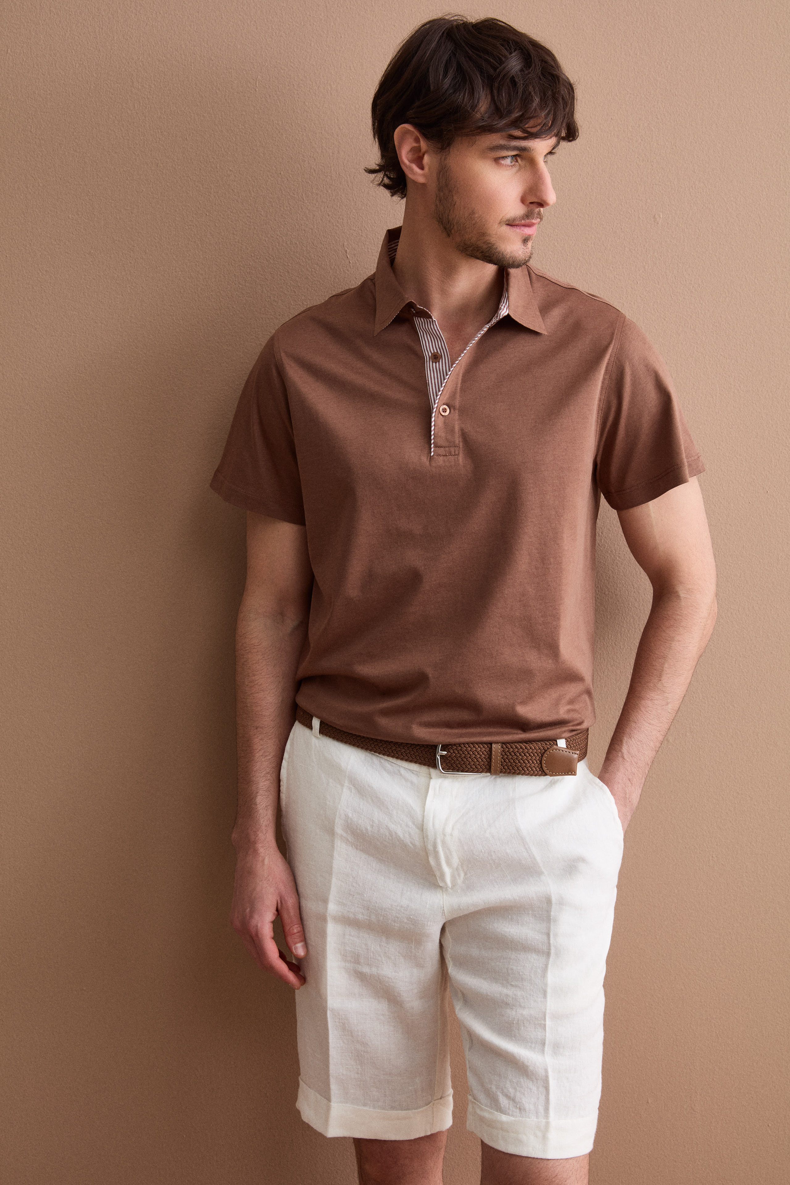 Polo Casual da Uomo in Jersey - TABACCO