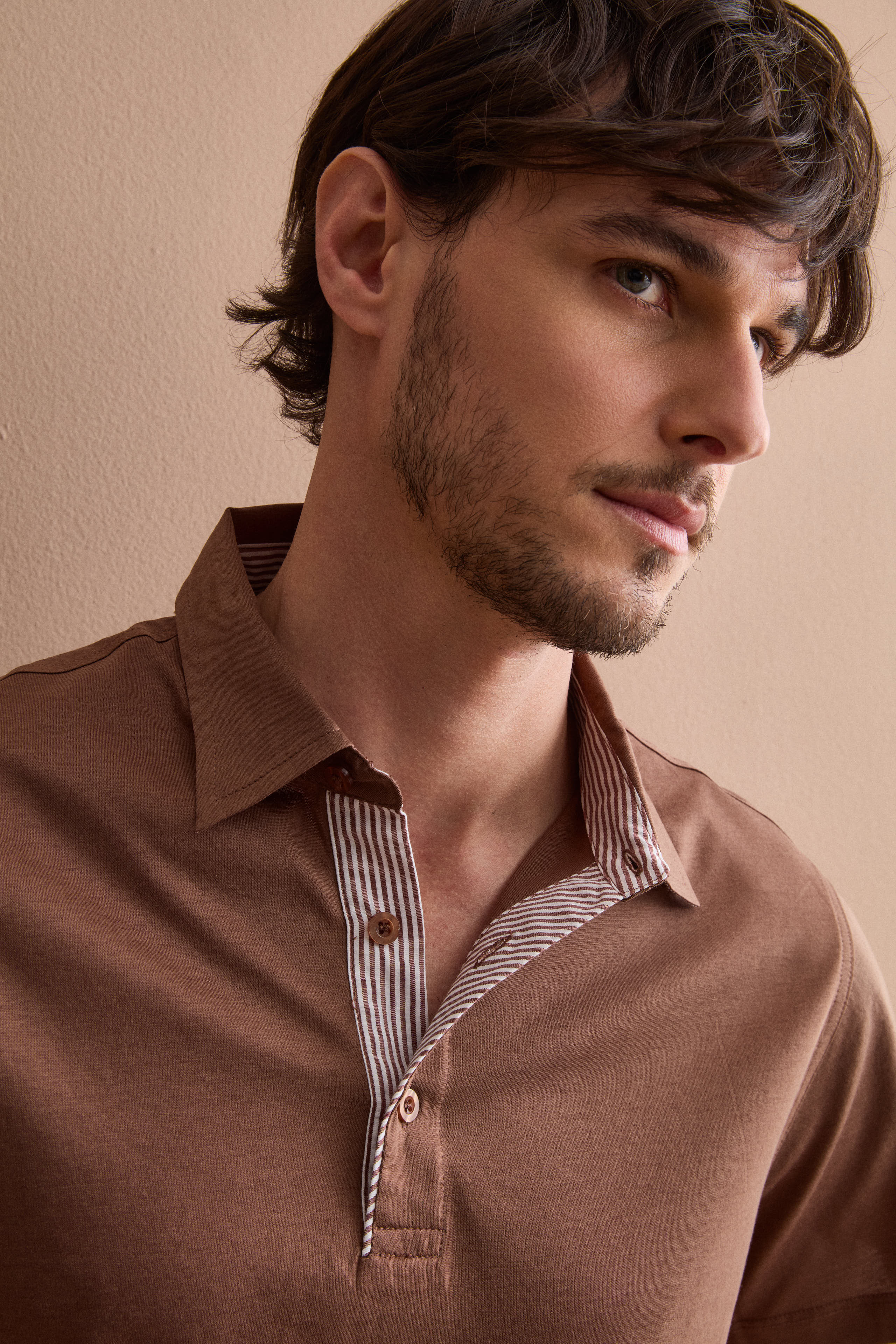Polo Casual da Uomo in Jersey - TABACCO