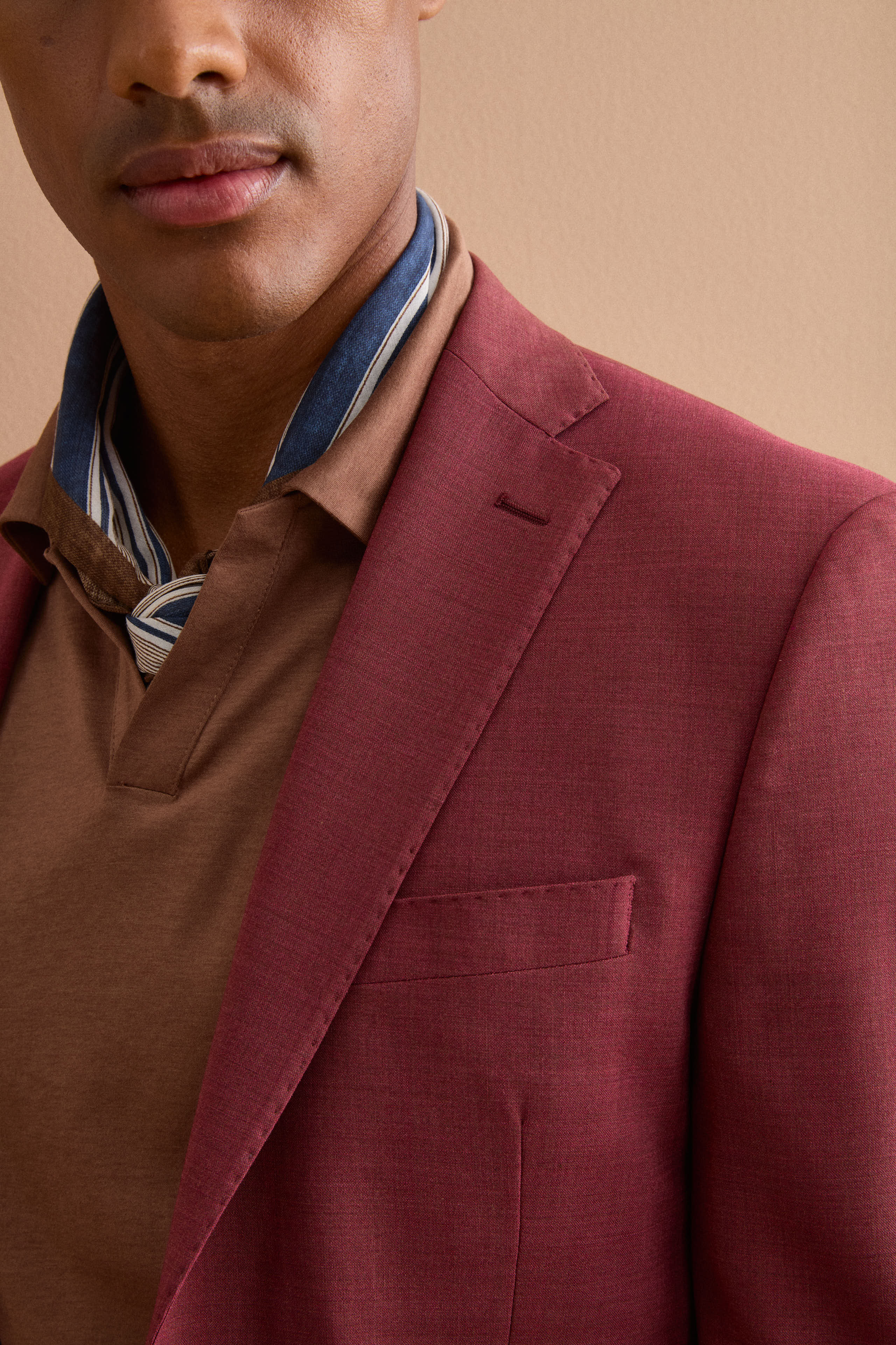 Abito Uomo Monopetto in Lino Slim Fit - BORDEAUX
