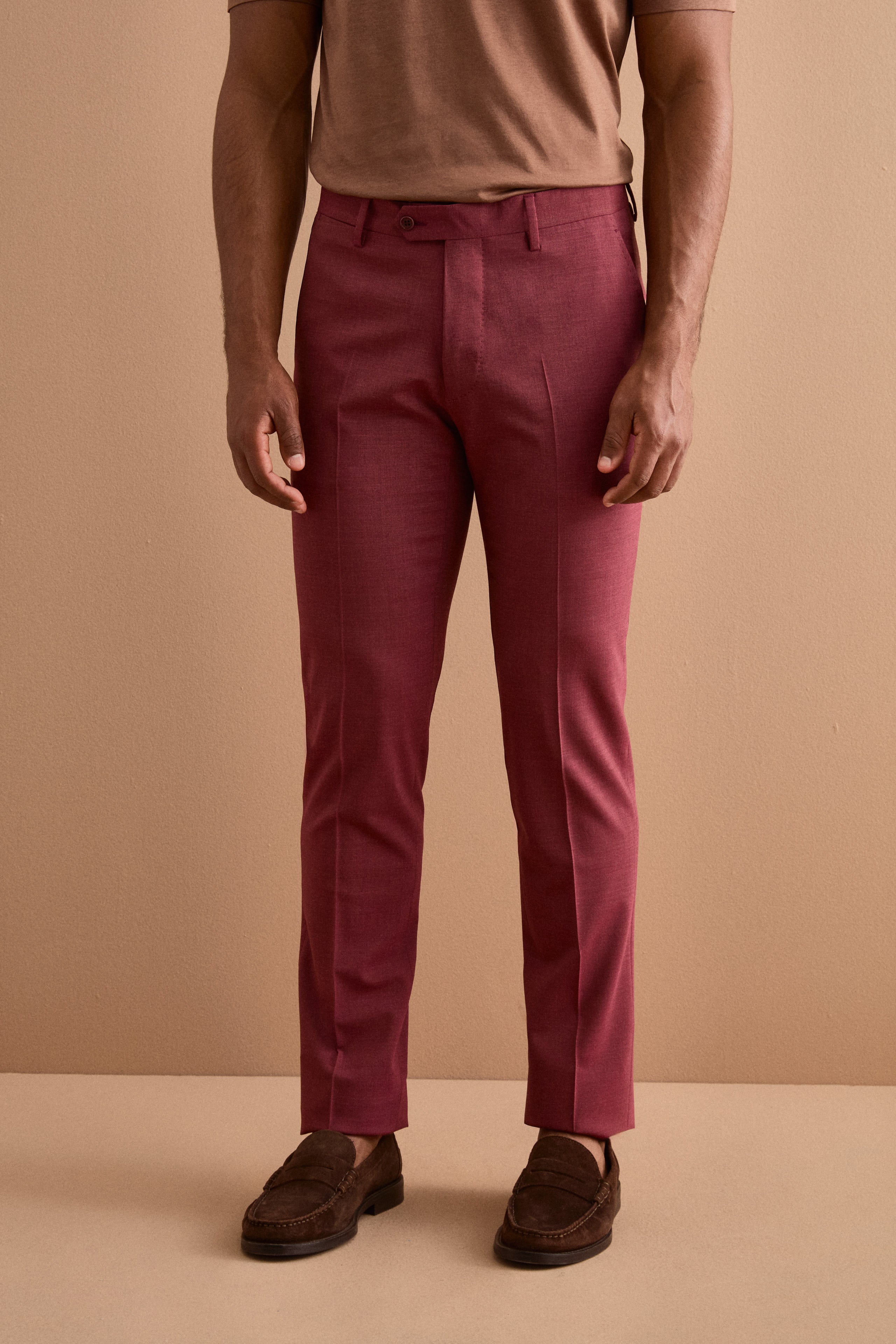Abito Uomo Monopetto in Lino Slim Fit - BORDEAUX