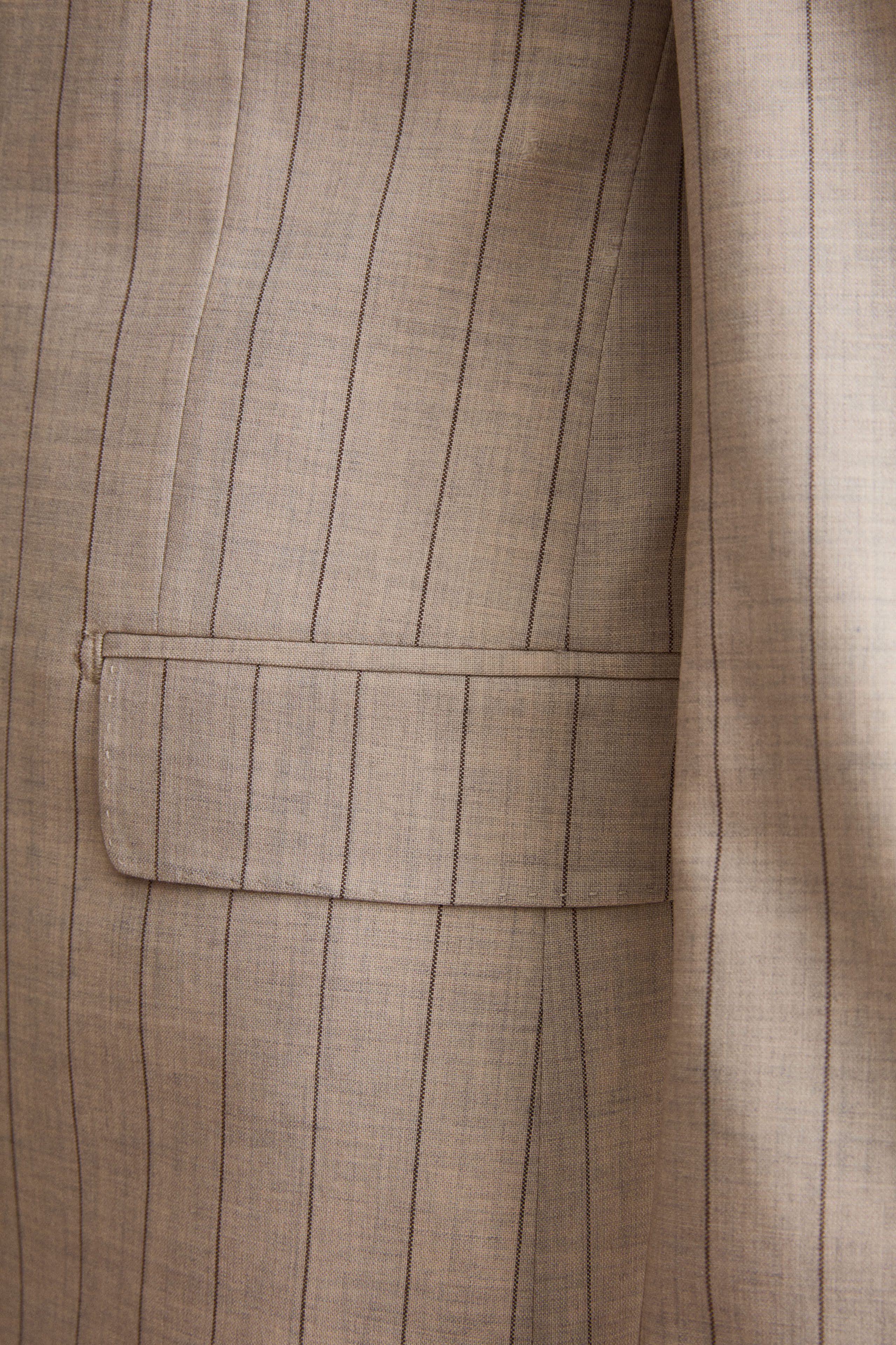 Abito Uomo in Lana Vergine Gessato Slim Fit - BEIGE GESSATO