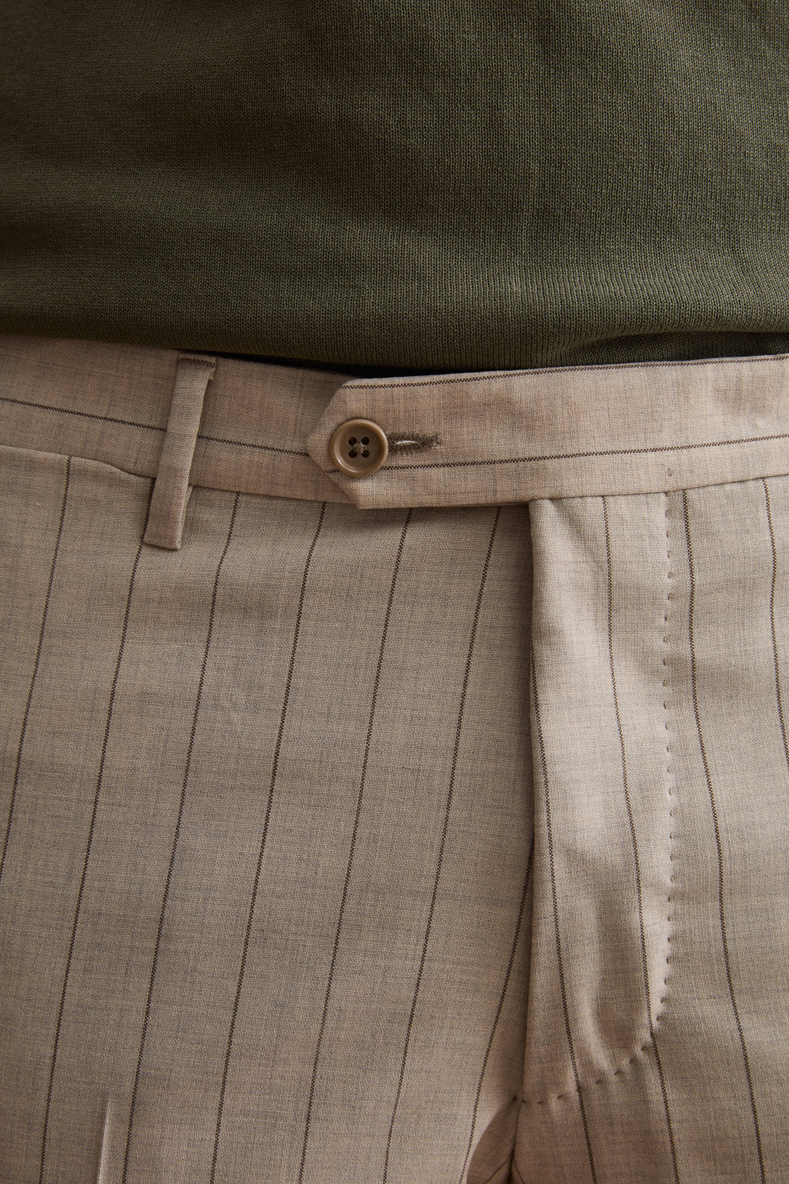 Abito Uomo in Lana Vergine Gessato Slim Fit - BEIGE GESSATO