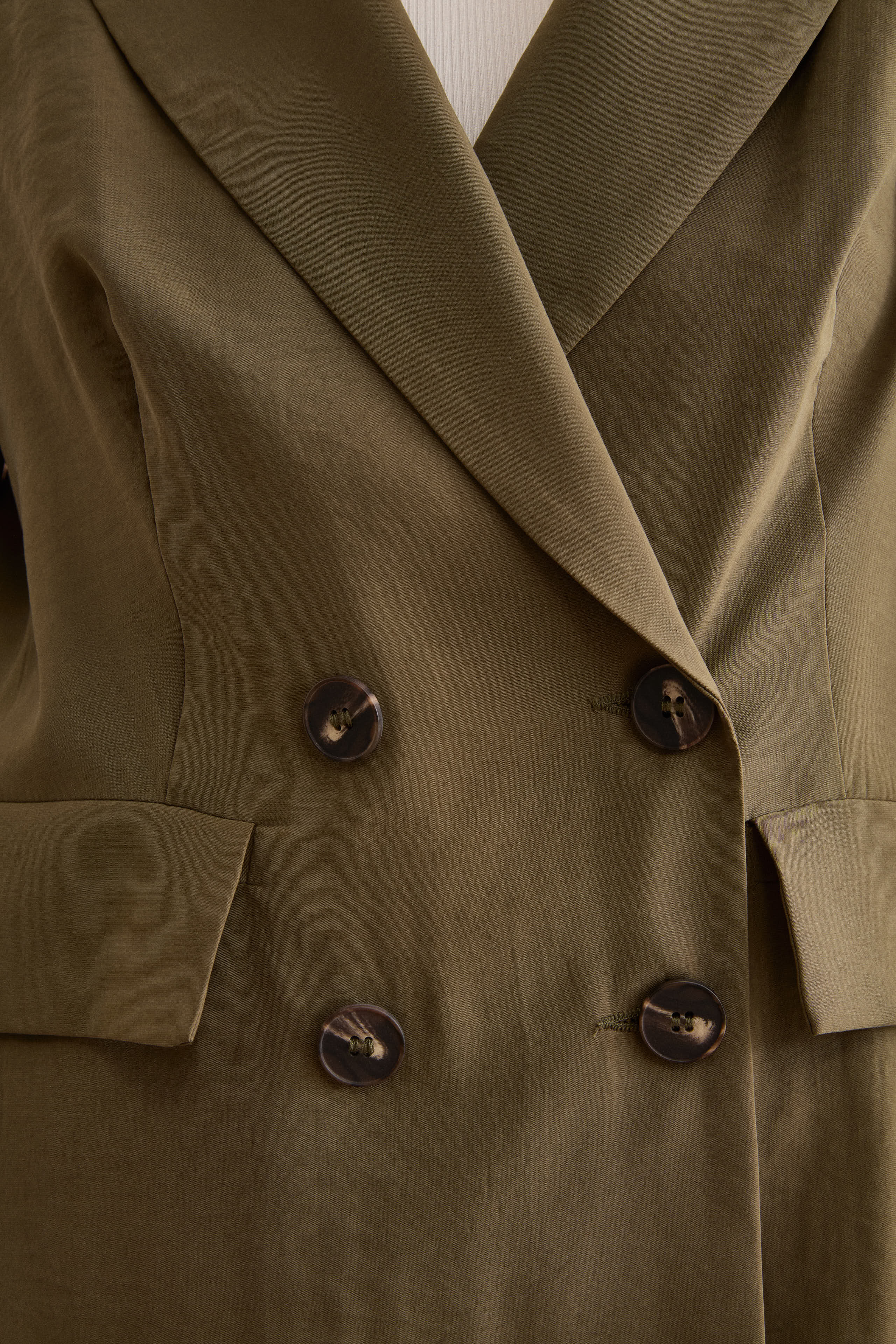 Blazer Lungo Doppiopetto con Revers - VERDE MILITARE