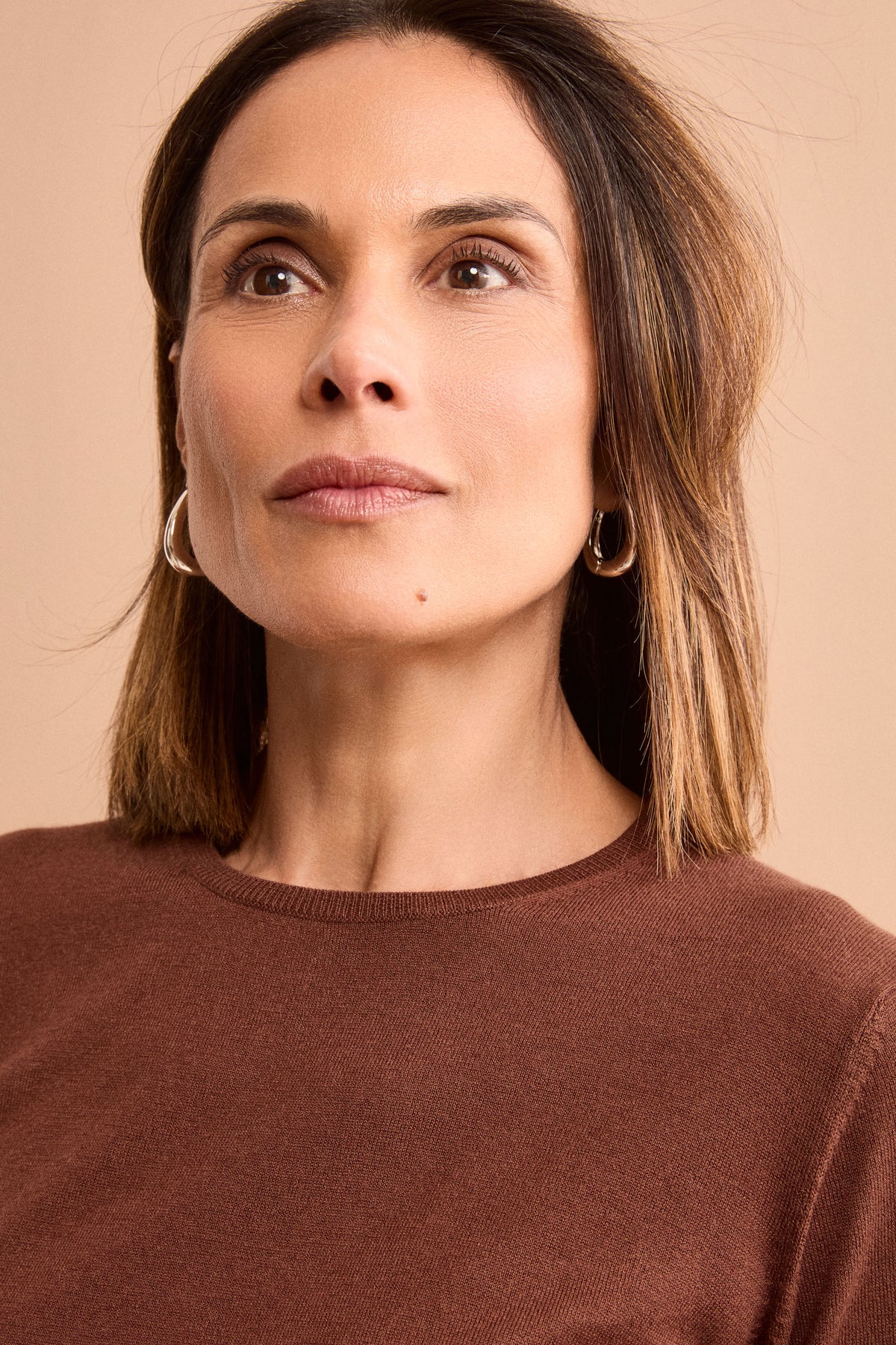 Maglia Girocollo in Seta e Cashmere - MARRONE