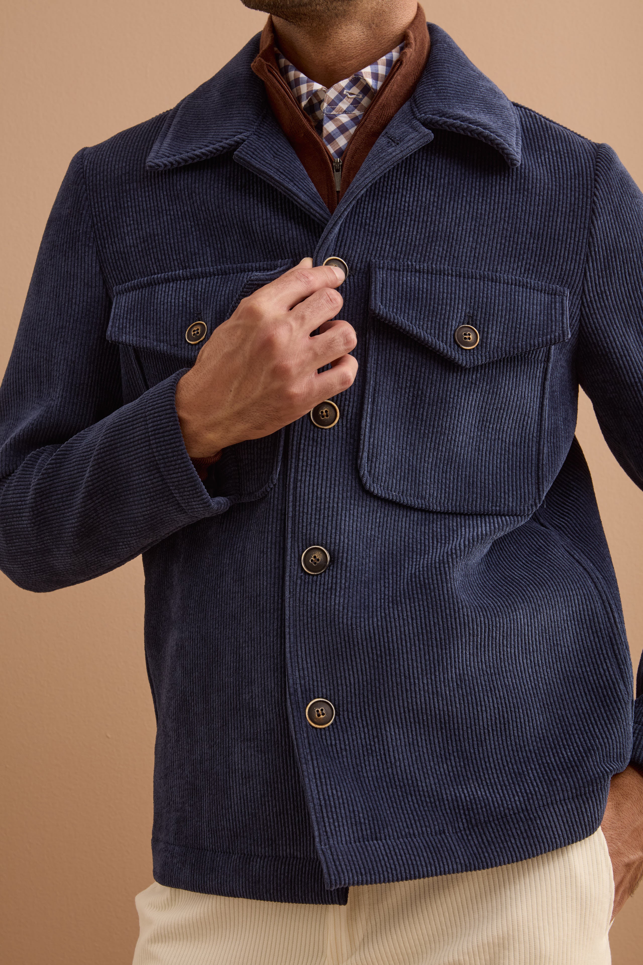 GIiubbotto Overshirt in Velluto a Coste - BLU