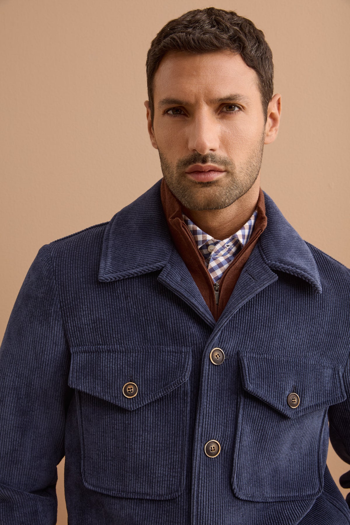 Giubbotto Overshirt in Velluto a Coste - BLU