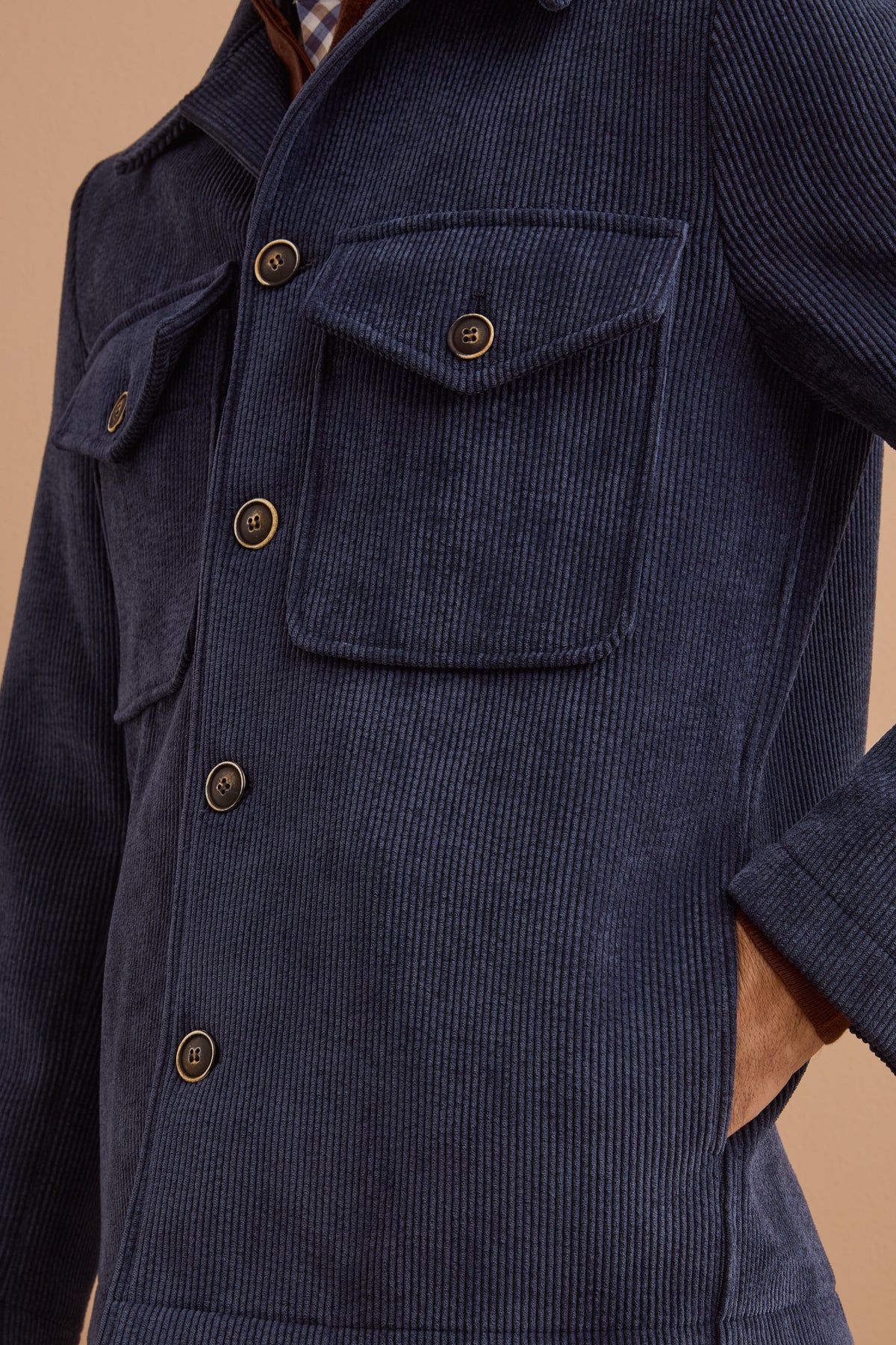 Giubbotto Overshirt in Velluto a Coste - BLU