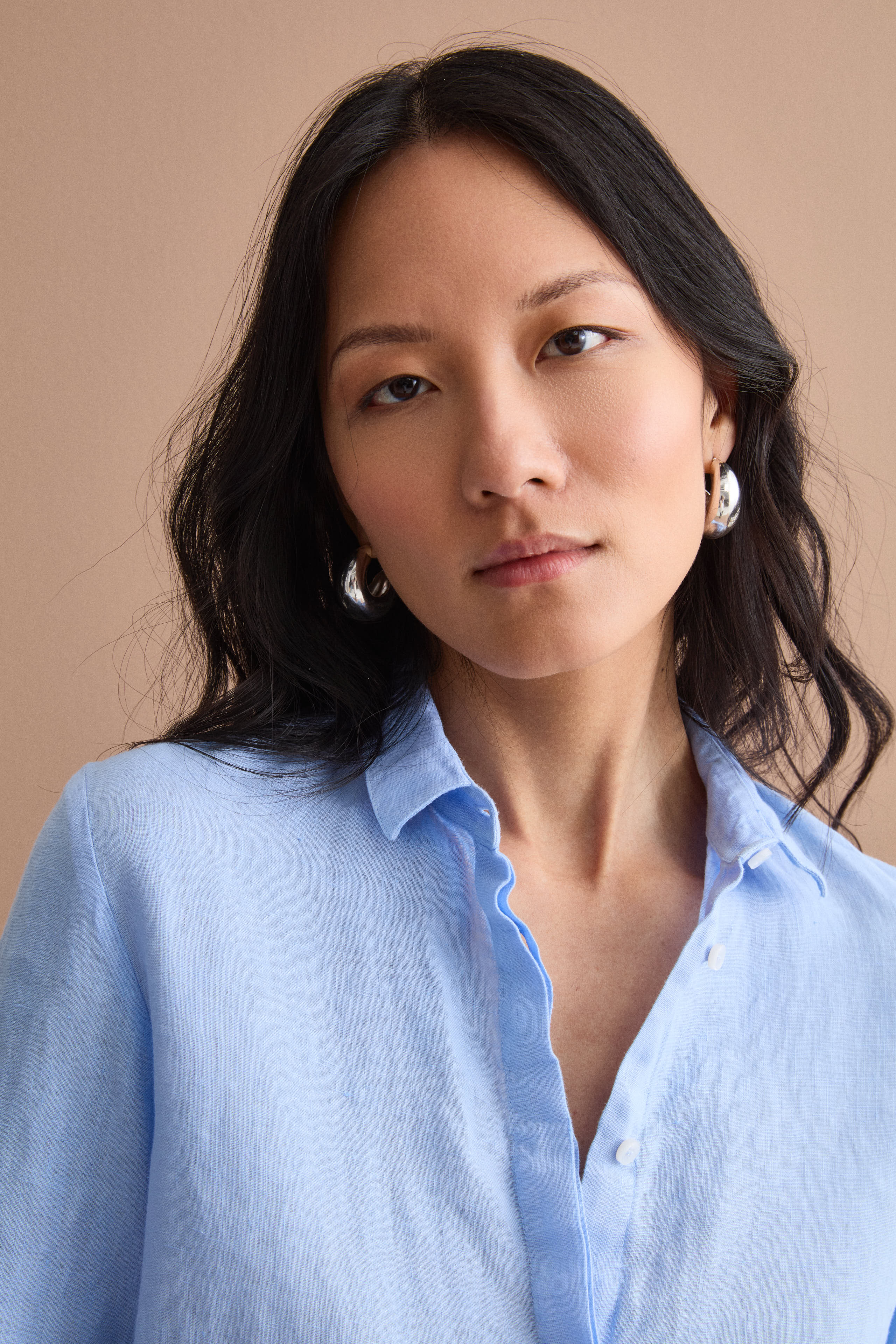 Camicia Boxy Morbida in Lino - AZZURRO