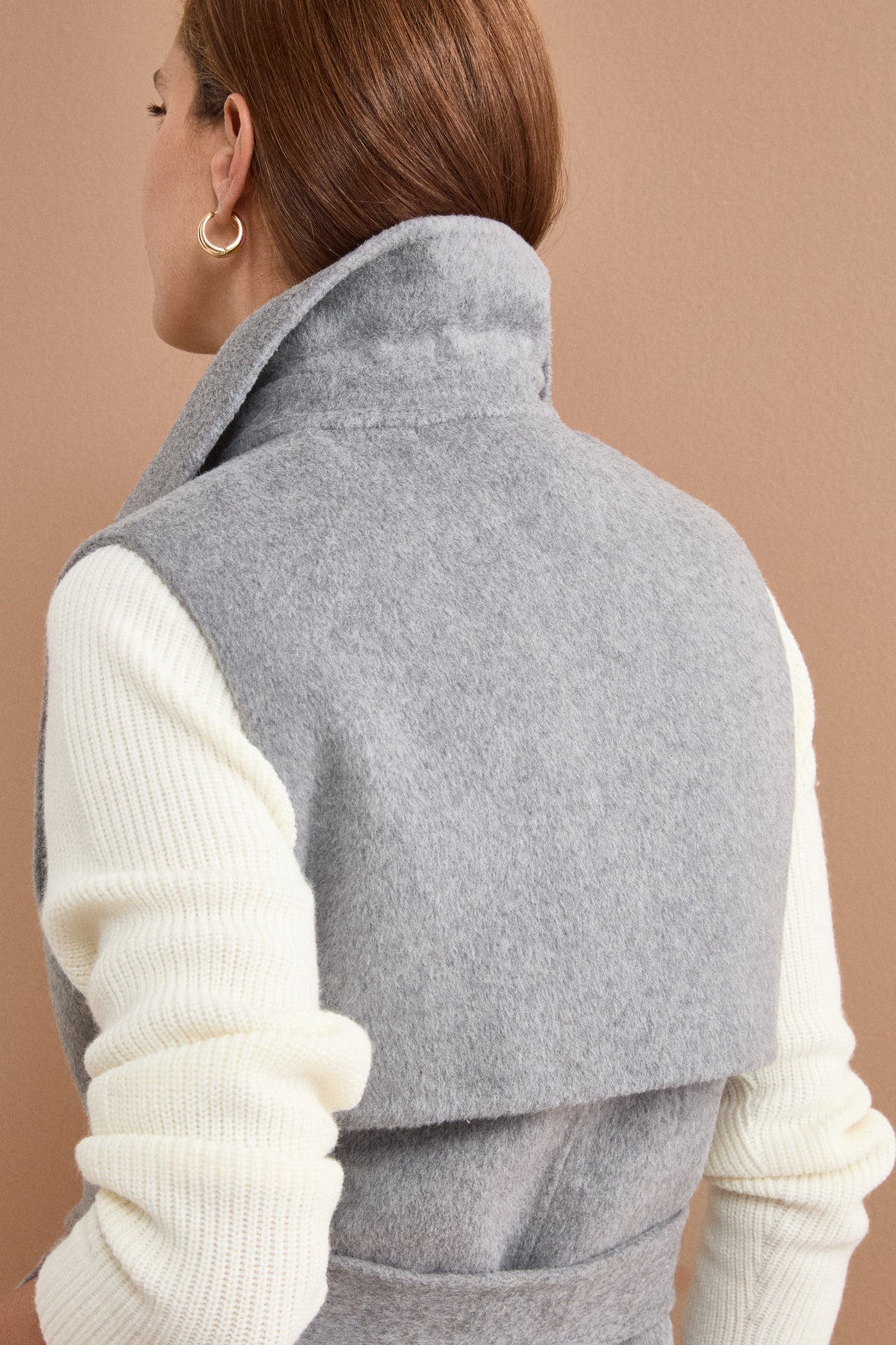 Gilet Lungo Doppiopetto in Misto Lana Double - GRIGIO