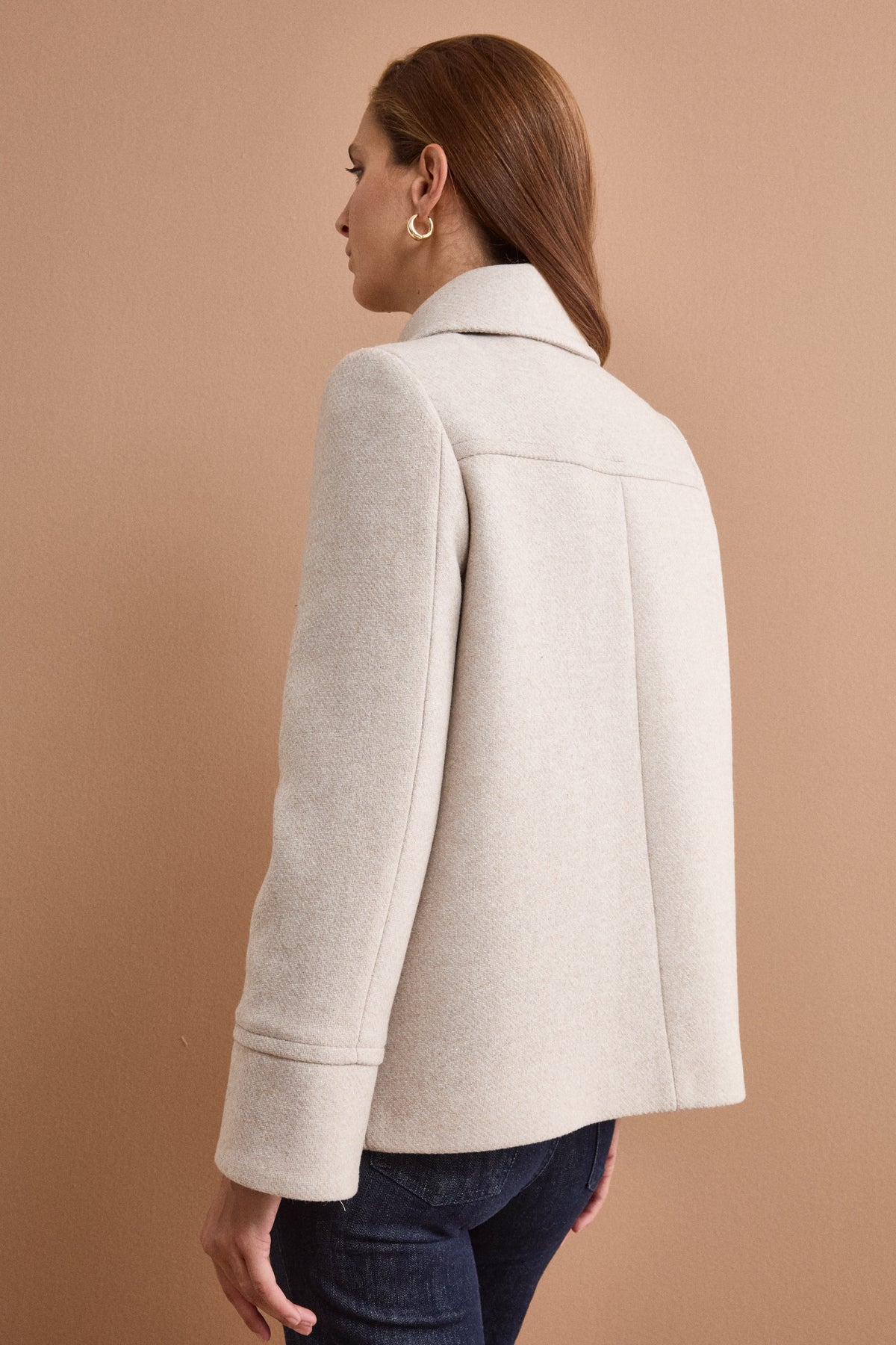 Cappotto Corto con Collo a Camicia in Misto Lana - NATURALE