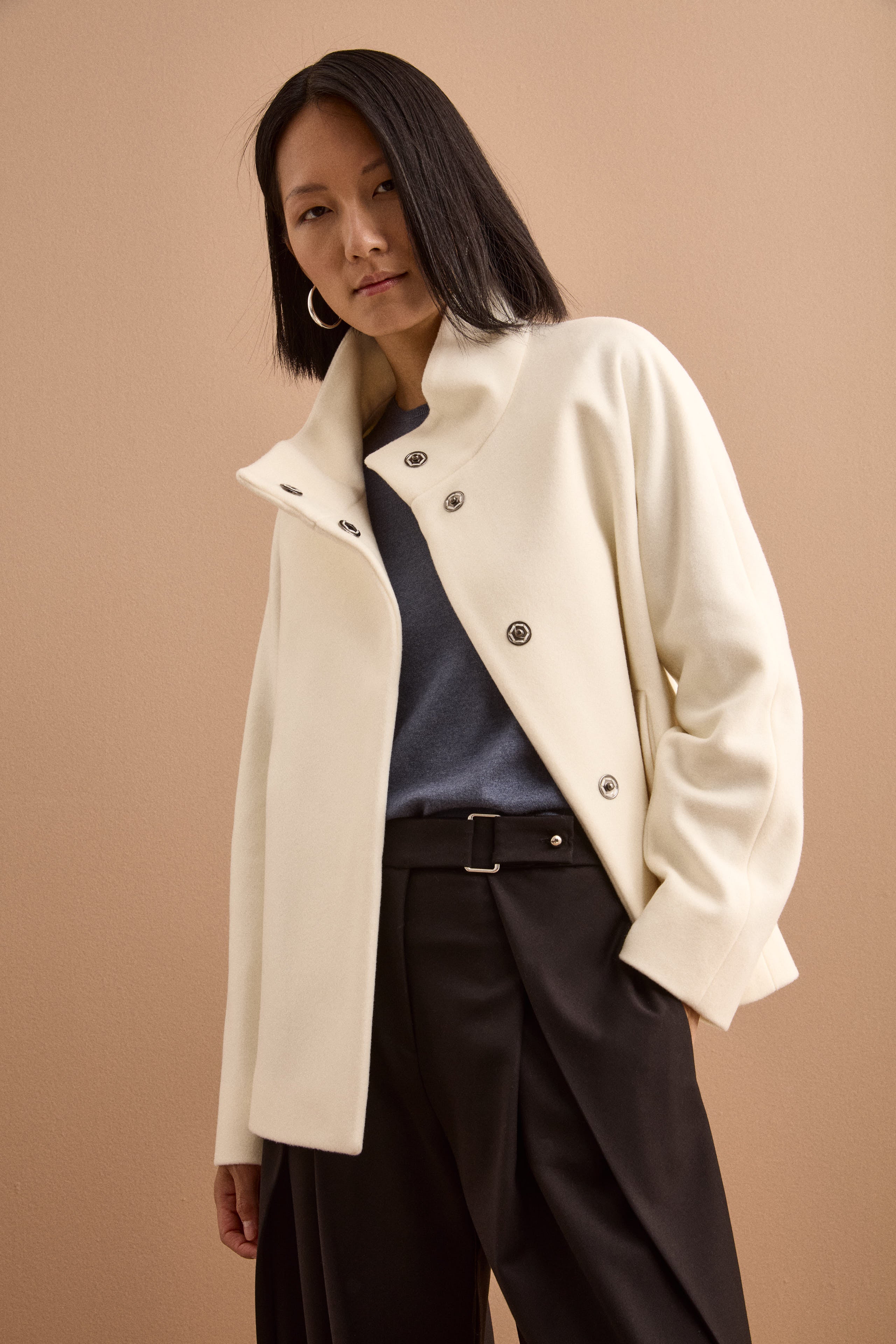 Cappotto Corto in Lana e Cashmere - BIANCO