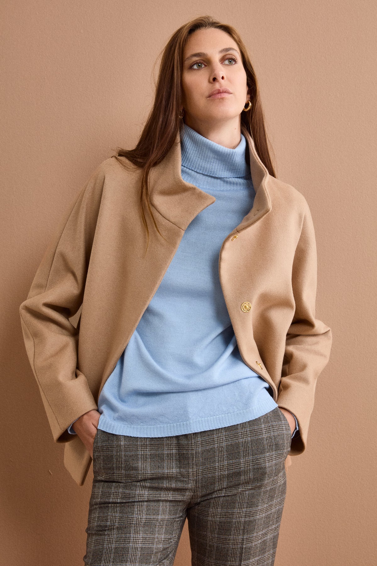 Cappotto Corto in Lana e Cashmere - CAMMELLO