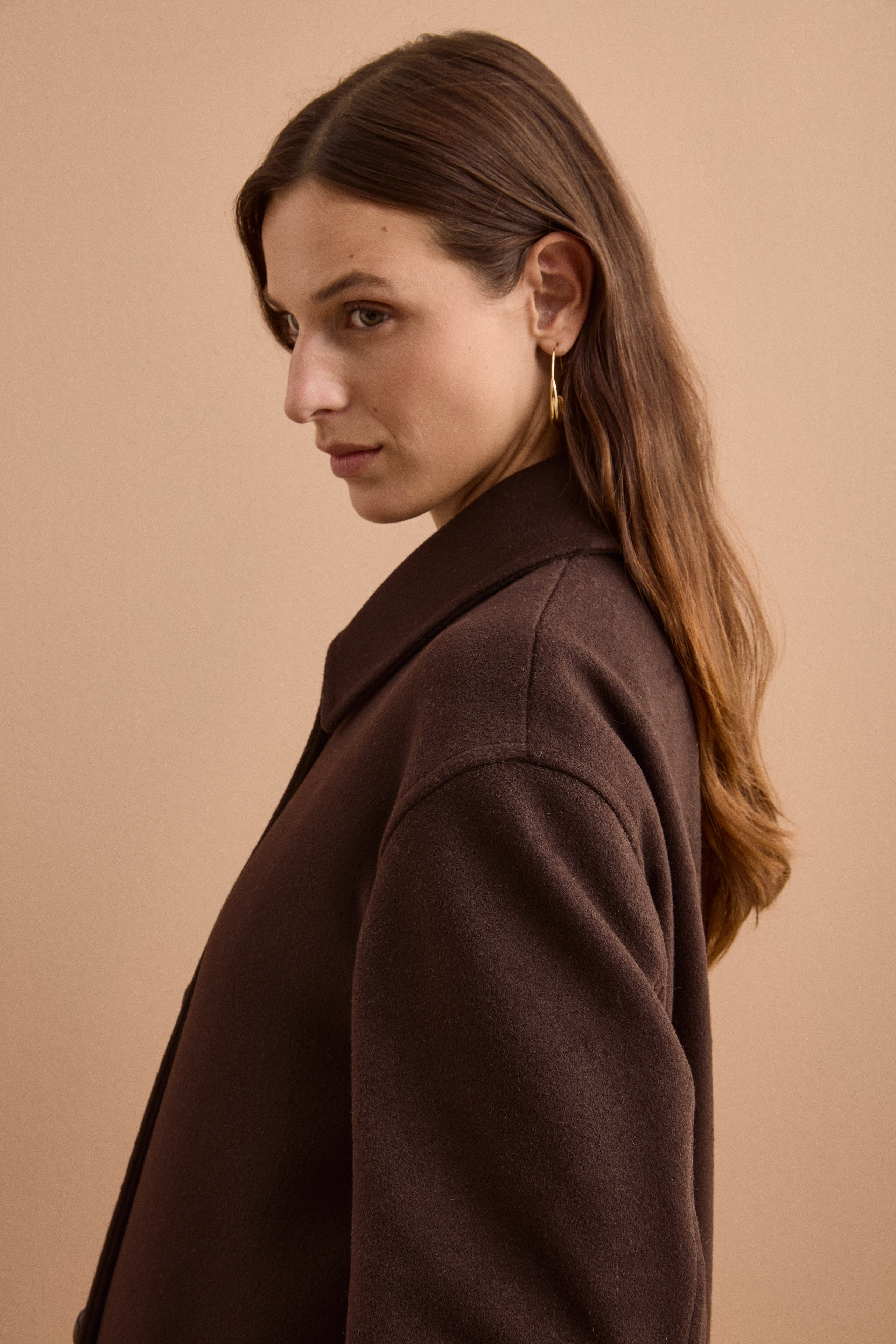 Cappotto Lungo in Lana e Cashmere con Collo a Camicia - T.MORO
