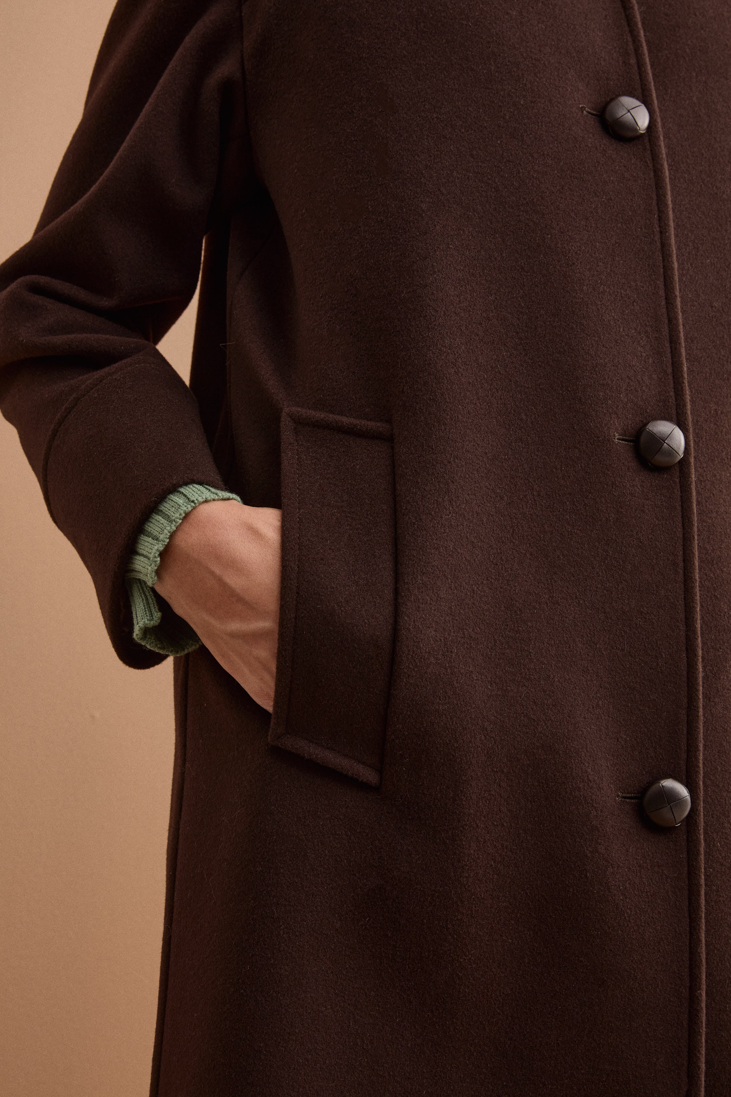 Cappotto Lungo in Lana e Cashmere con Collo a Camicia - T.MORO