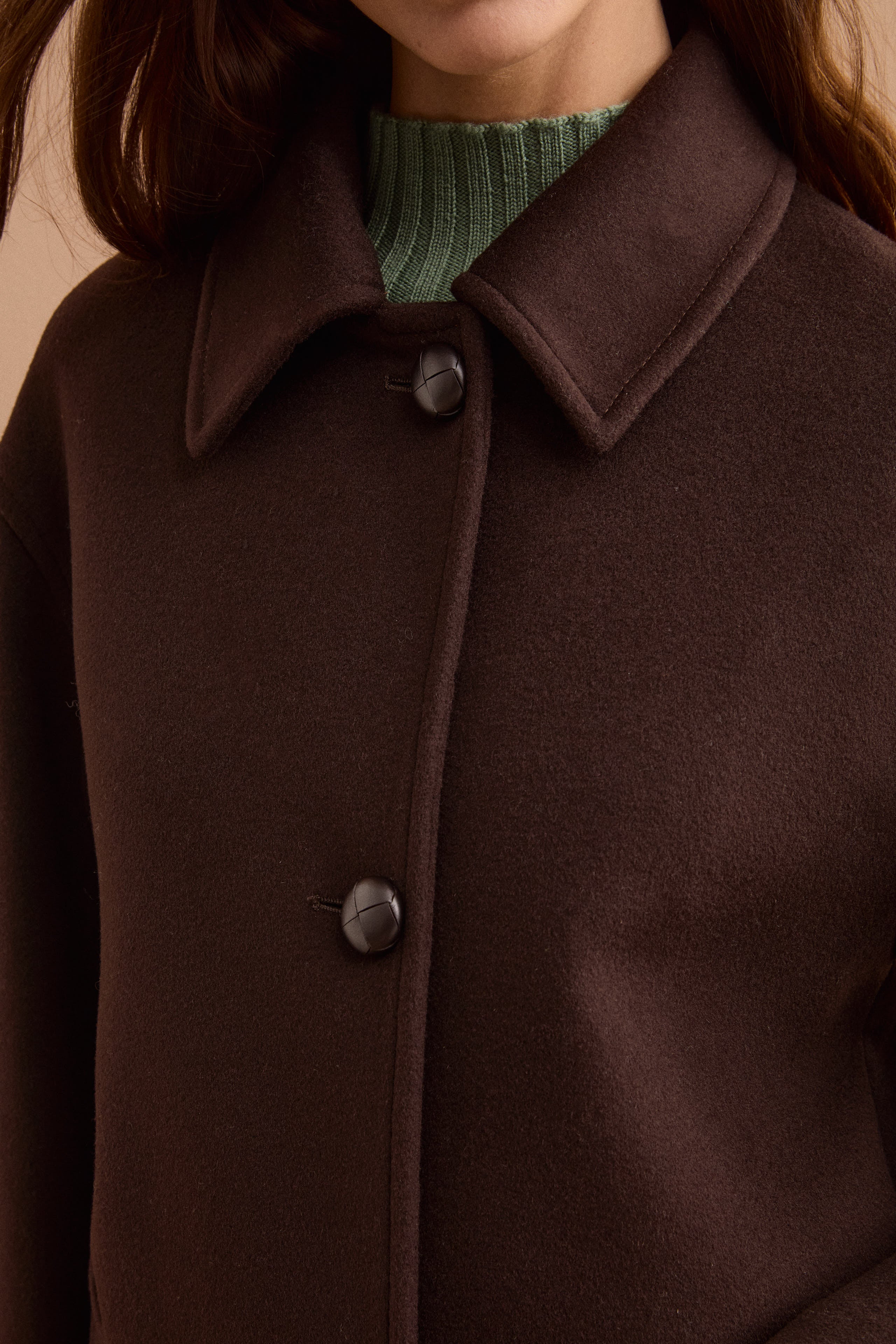 Cappotto Lungo in Lana e Cashmere con Collo a Camicia - T.MORO