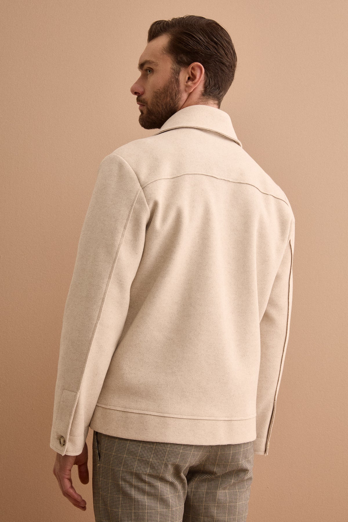 Giubbotto Overshirt Sfoderato con Tasche - BEIGE