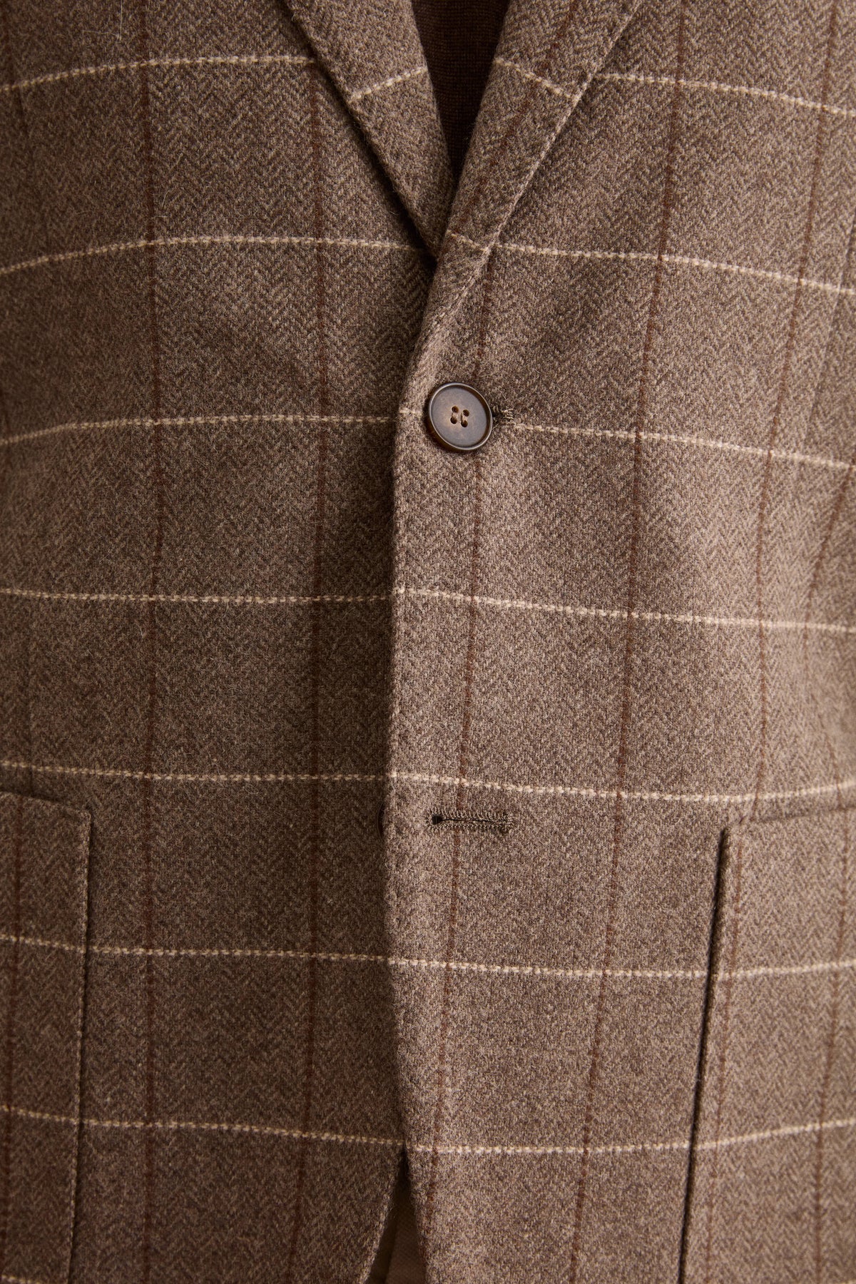 Giacca Check Slim Fit con Revers Classico in Misto Lana - MARRONE