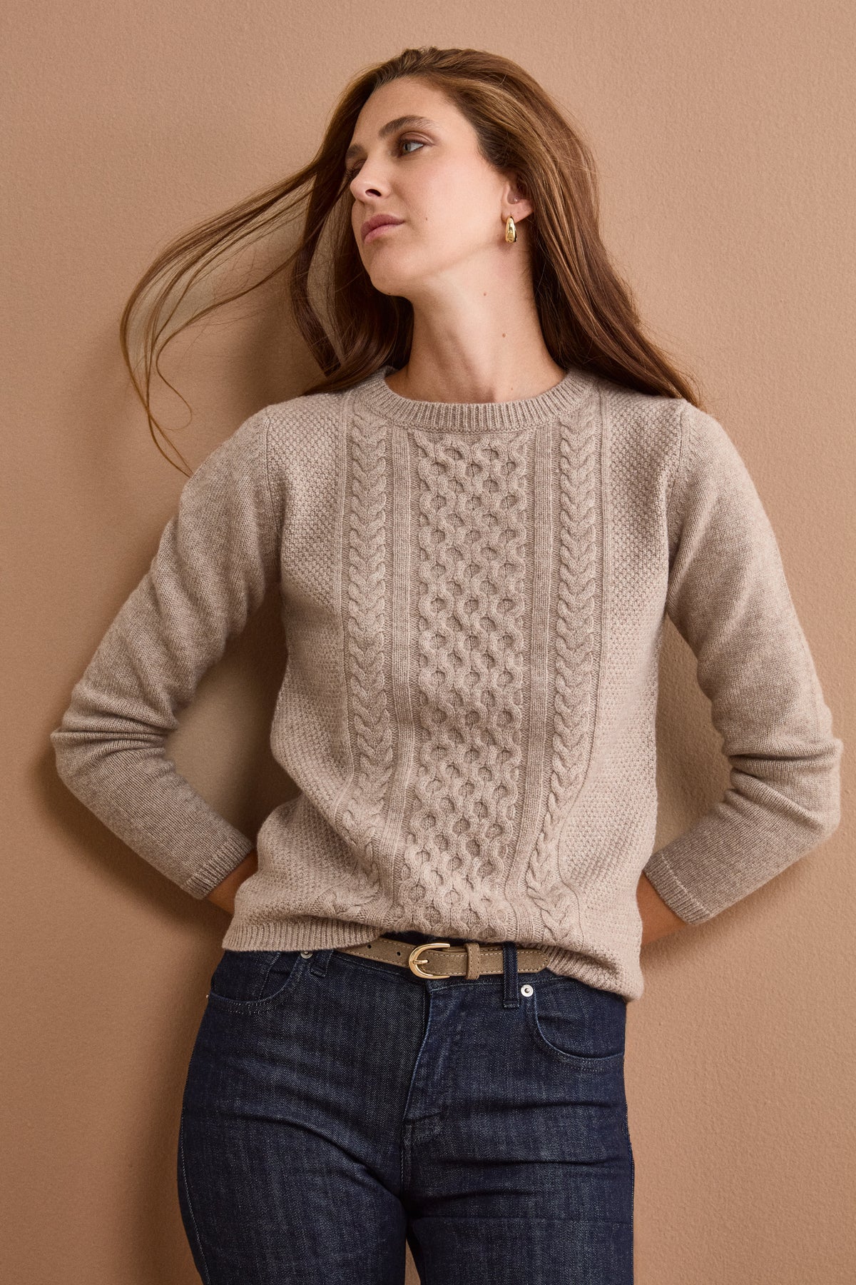 Girocollo Lavorato in Lana e Cashmere - VISONE