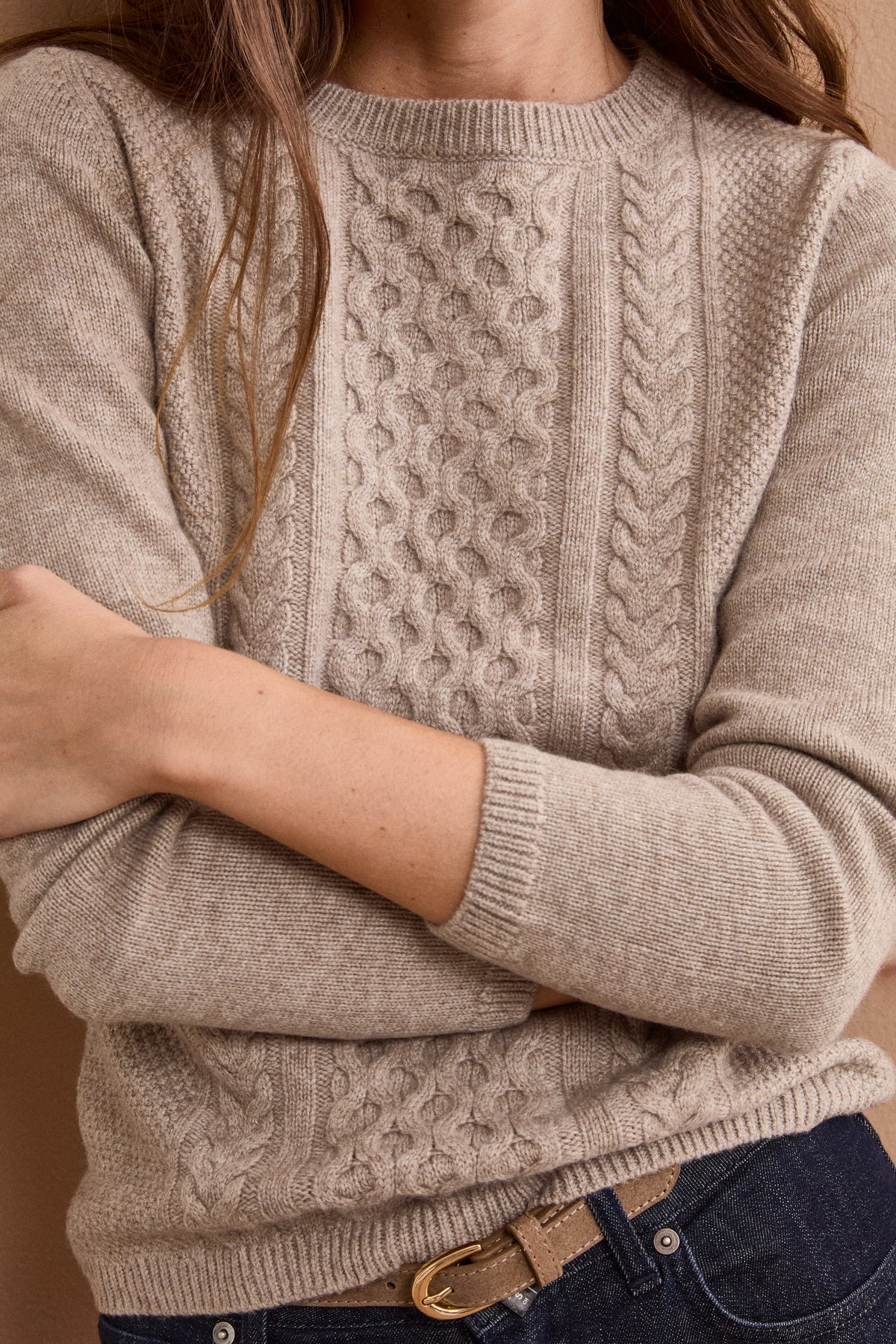 Girocollo Lavorato in Lana e Cashmere - VISONE