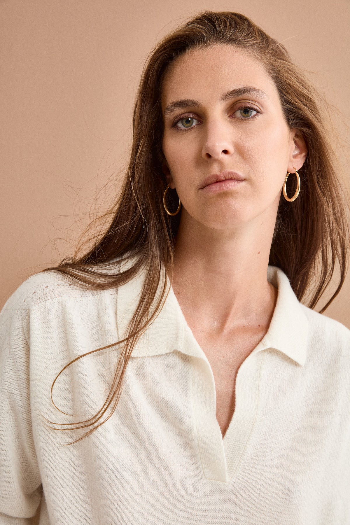 Polo Boxy Manica Lunga in Lana e Cashmere - BIANCO OTTICO
