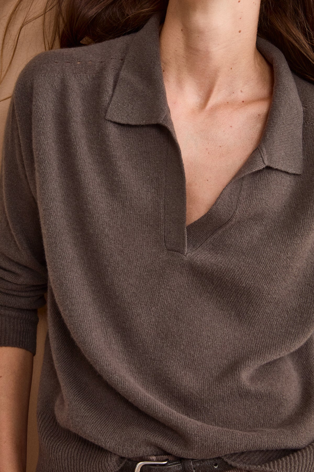 Polo Boxy Manica Lunga in Lana e Cashmere - VISONE