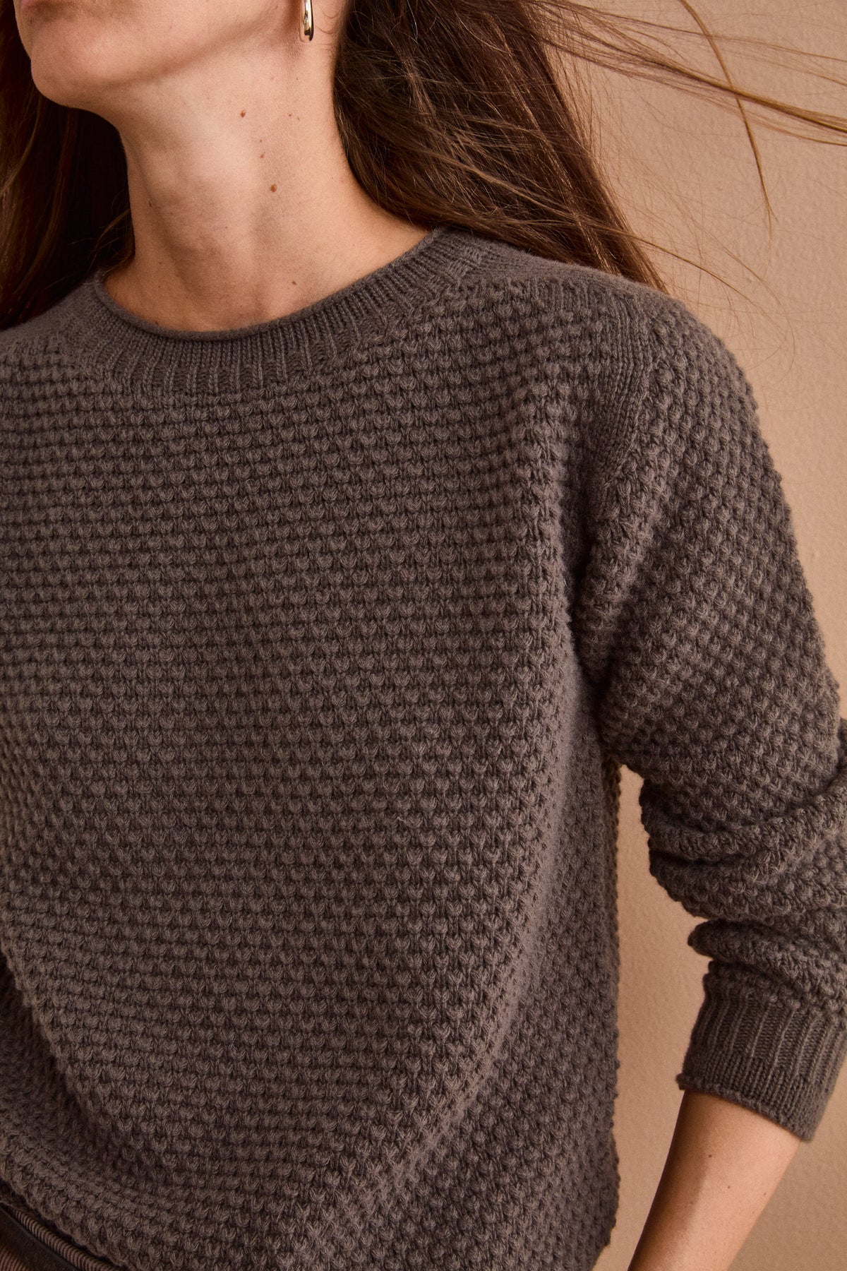 Maglia Girocollo in Lana e Cashmere Regular Fit - VISONE