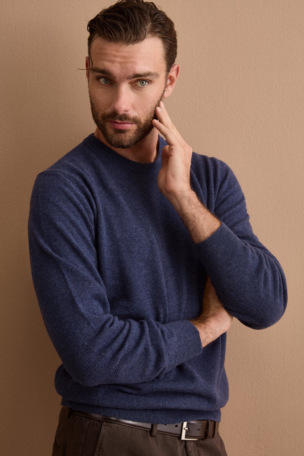 Maglia Girocollo in Pura Lana Merino - DENIM