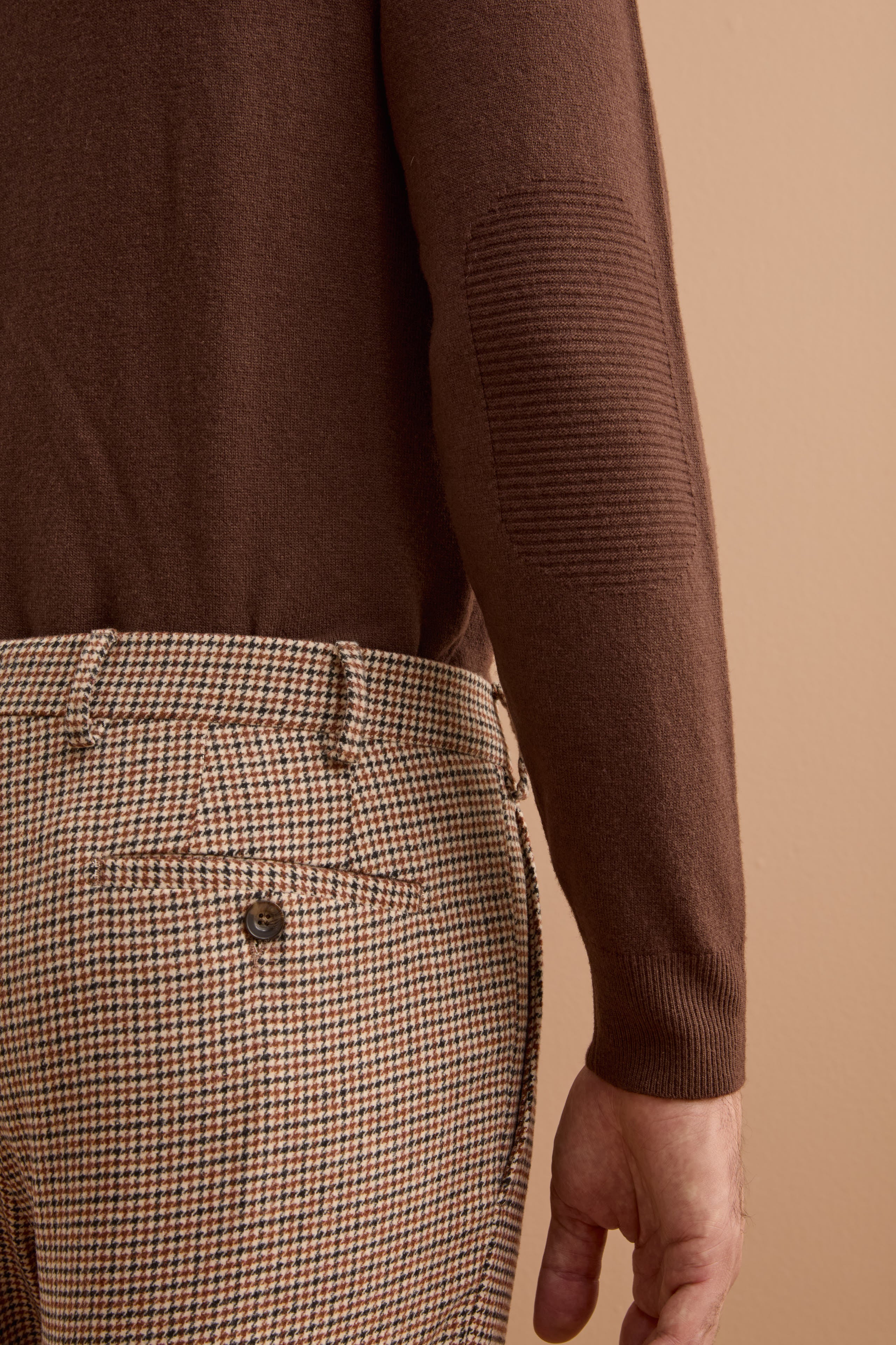 Maglia Girocollo in Pura Lana Merino - MARRONE