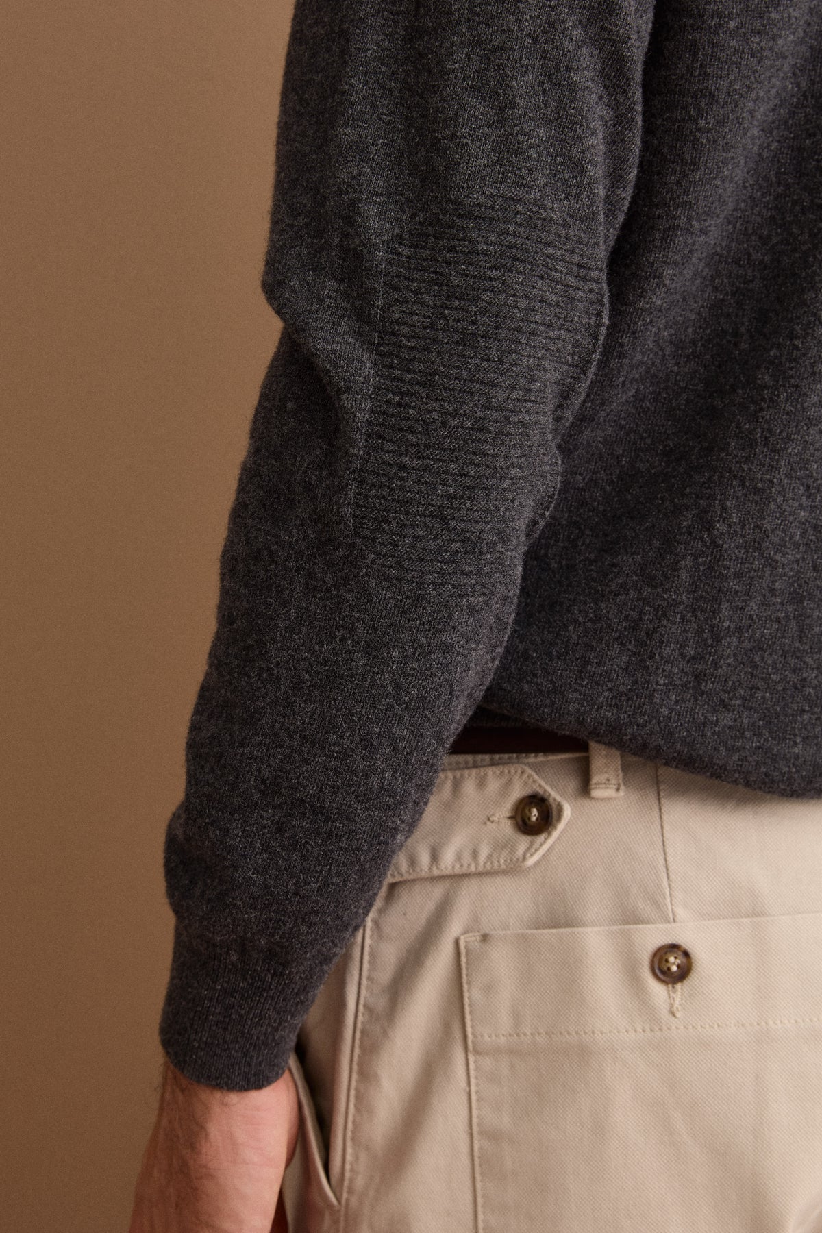 Maglia Girocollo in Pura Lana Merino - ANTRACITE