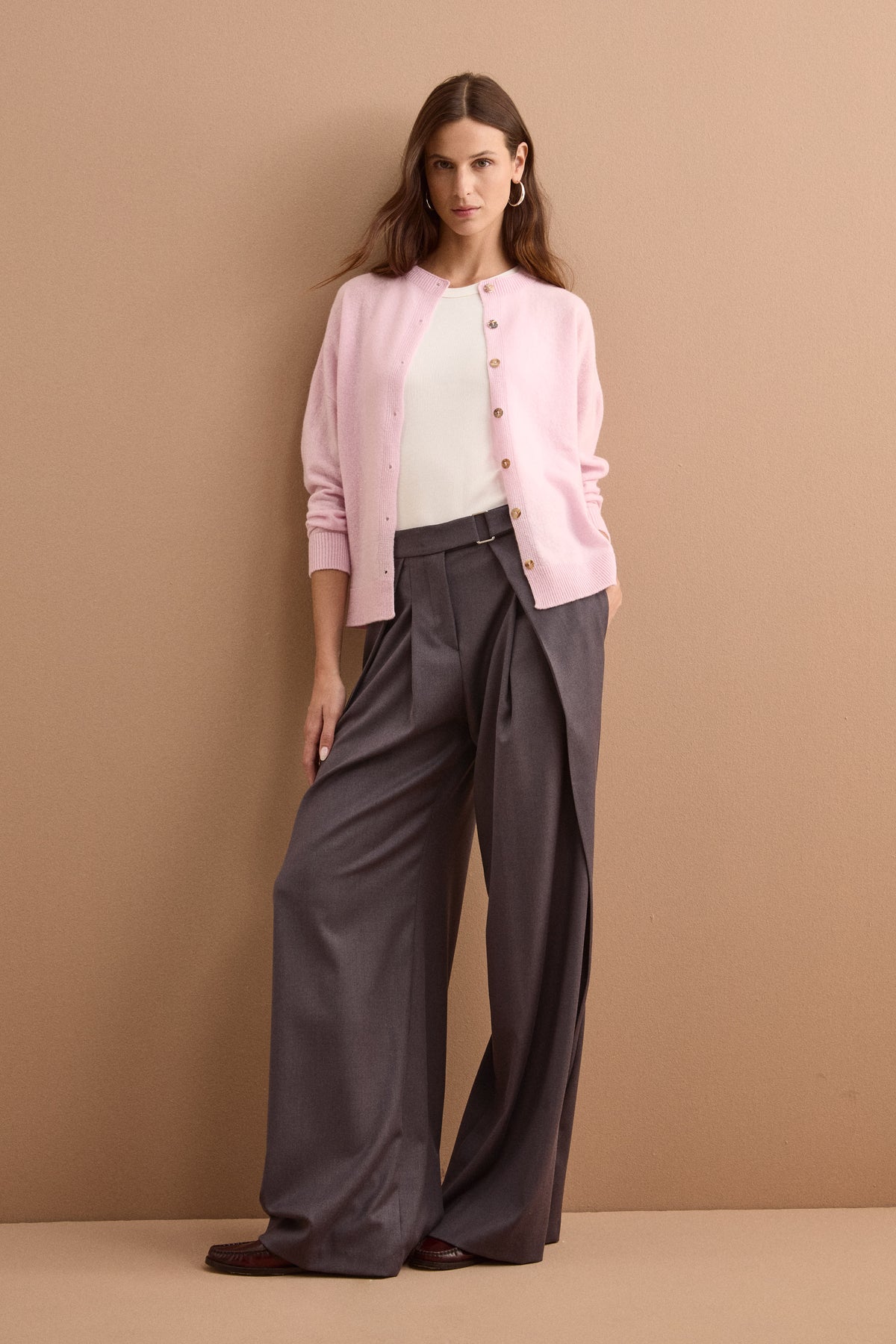 Cardigan Collo Coreana in Lana Super Soft - ROSA