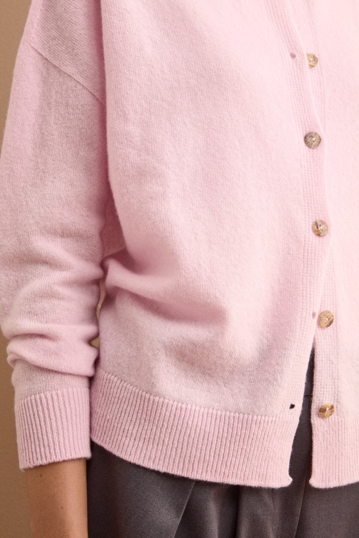 Cardigan Collo Coreana in Lana Super Soft - ROSA