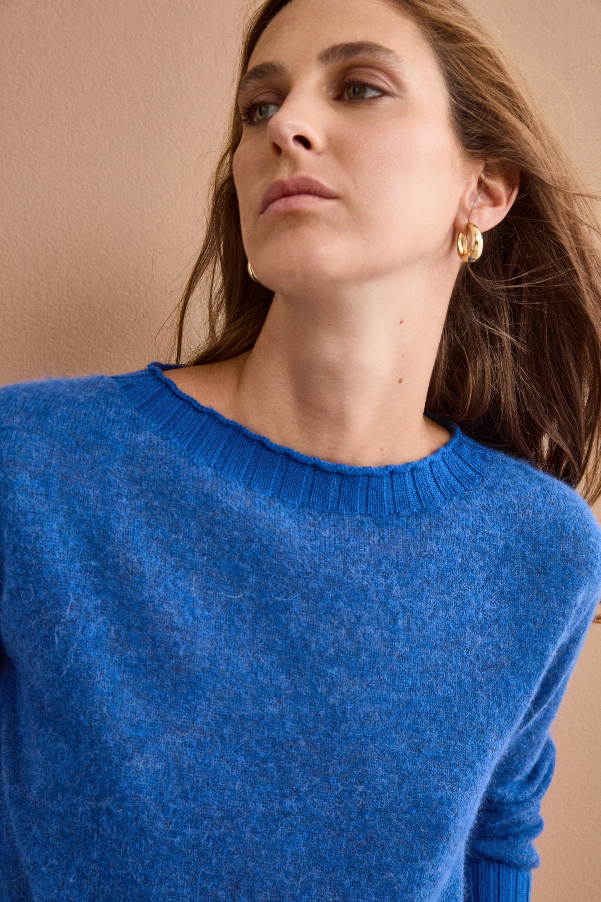 Maglia Girocollo Over in Baby Alpaca - BLU ELETTRICO