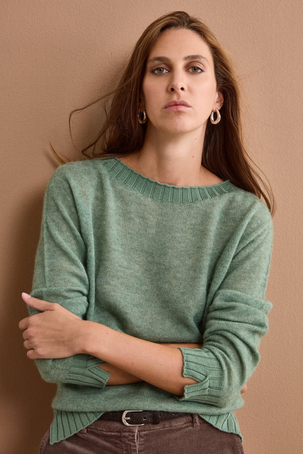 Maglia Girocollo Over in Baby Alpaca - VERDE