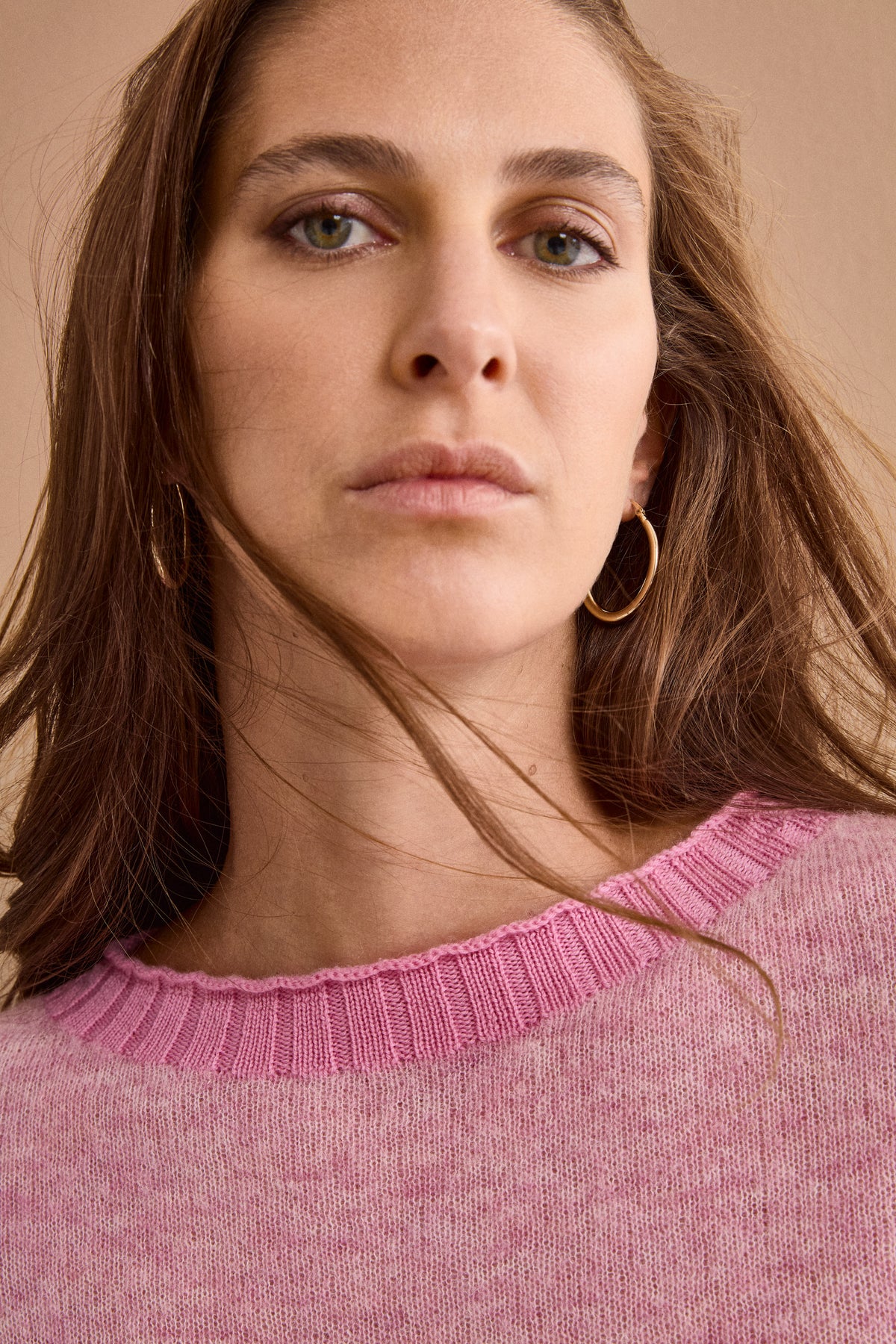 Maglia Girocollo Over in Baby Alpaca - ROSA