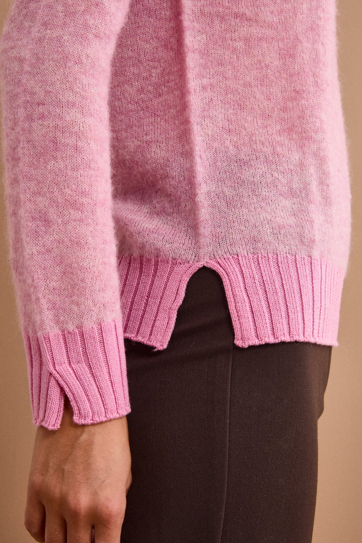 Maglia Girocollo Over in Baby Alpaca - ROSA