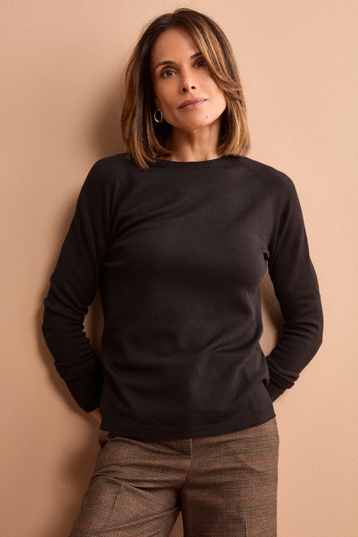 Pullover Barchetta in lana Vergine - NERO
