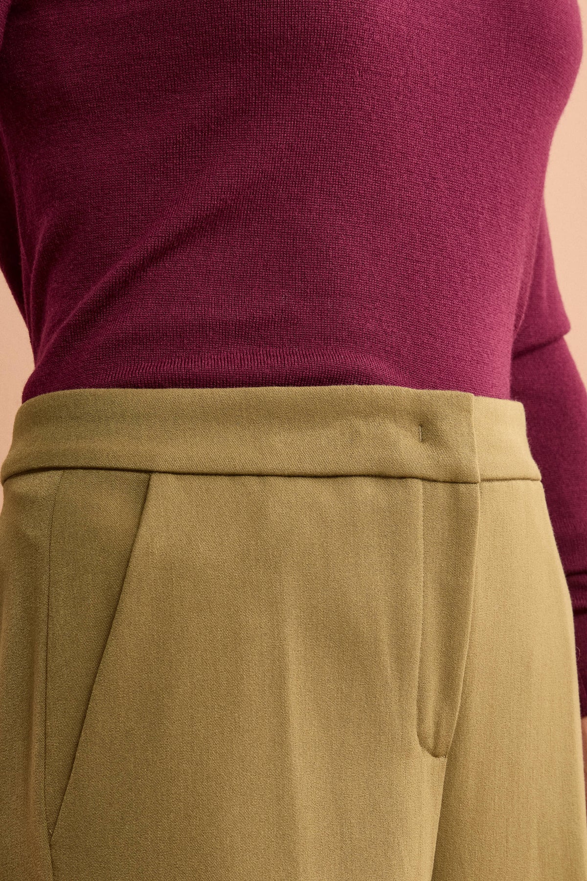 Pantalone Elegante a Gamba Larga - OLIVA