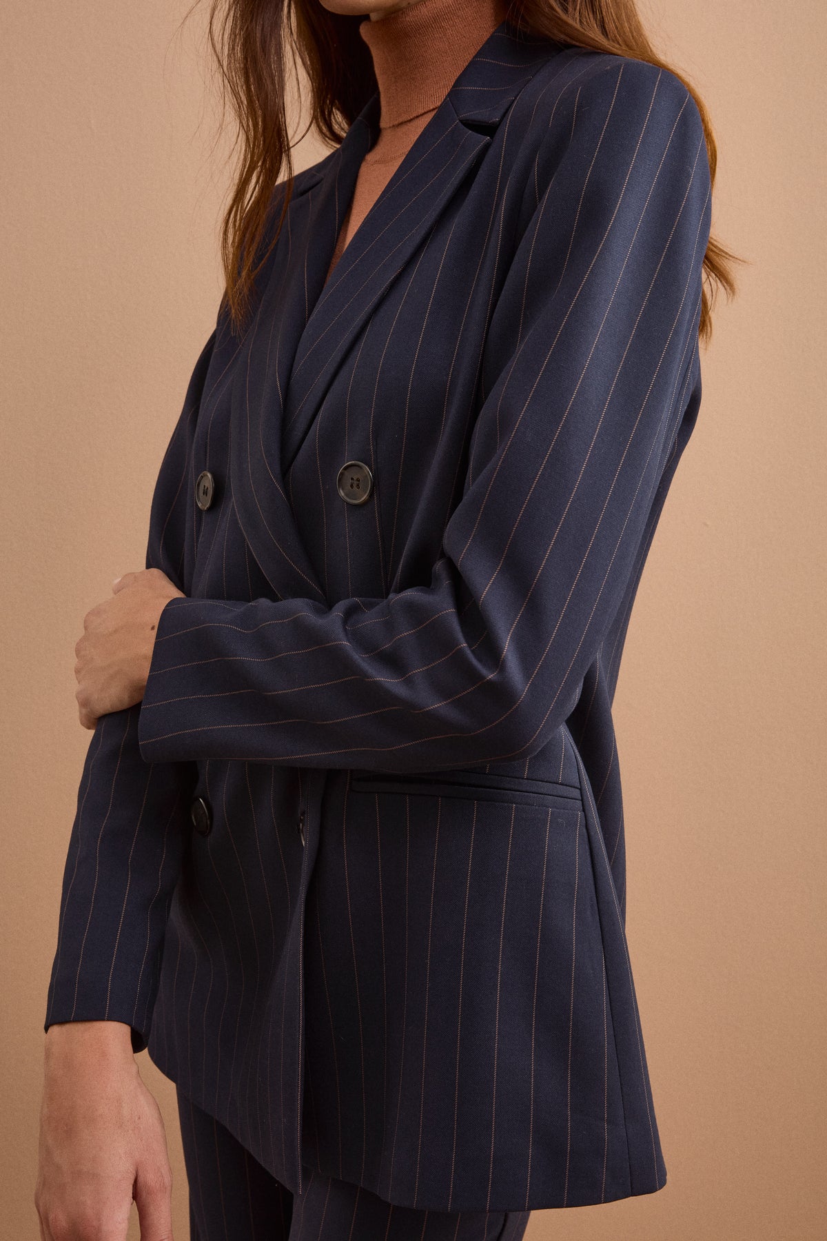 Blazer Doppiopetto Lungo in Punto Milano - BLU GESSATO