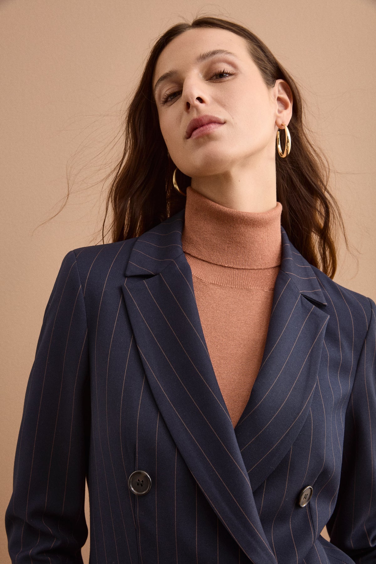Blazer Doppiopetto Lungo in Punto Milano - BLU GESSATO