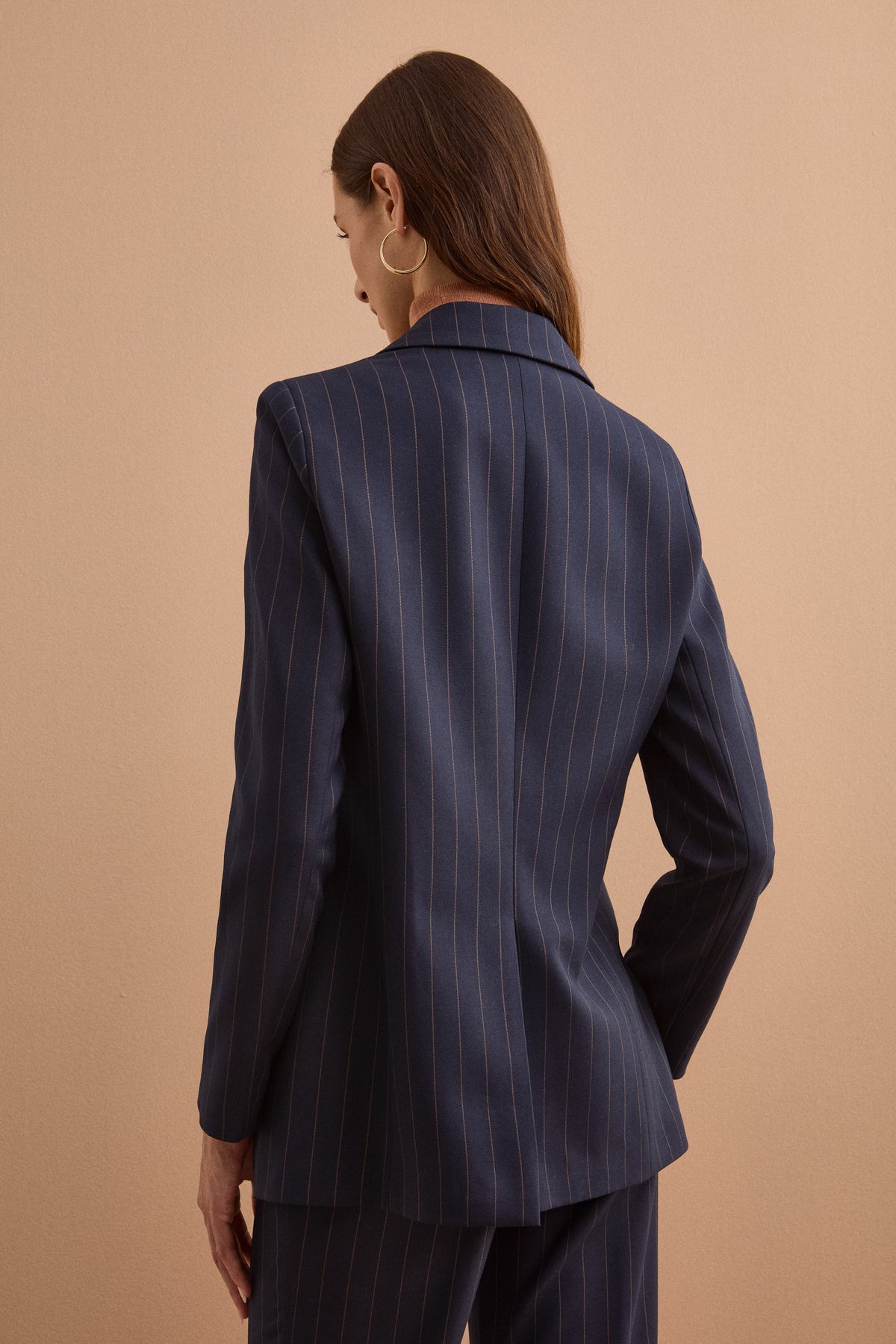 Blazer Doppiopetto Lungo in Punto Milano - BLU GESSATO