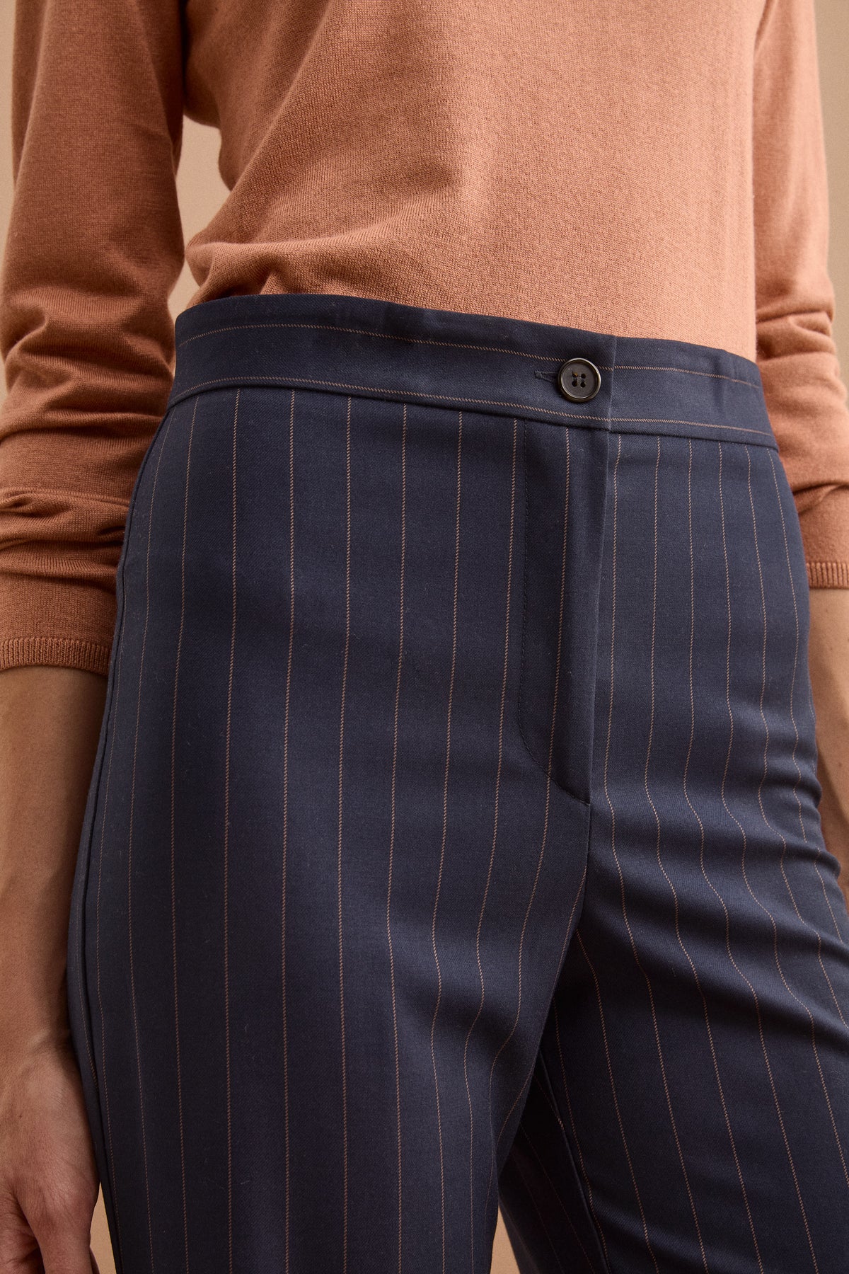 Pantalone Elegante a Gamba Larga in Punto Milano - BLU GESSATO
