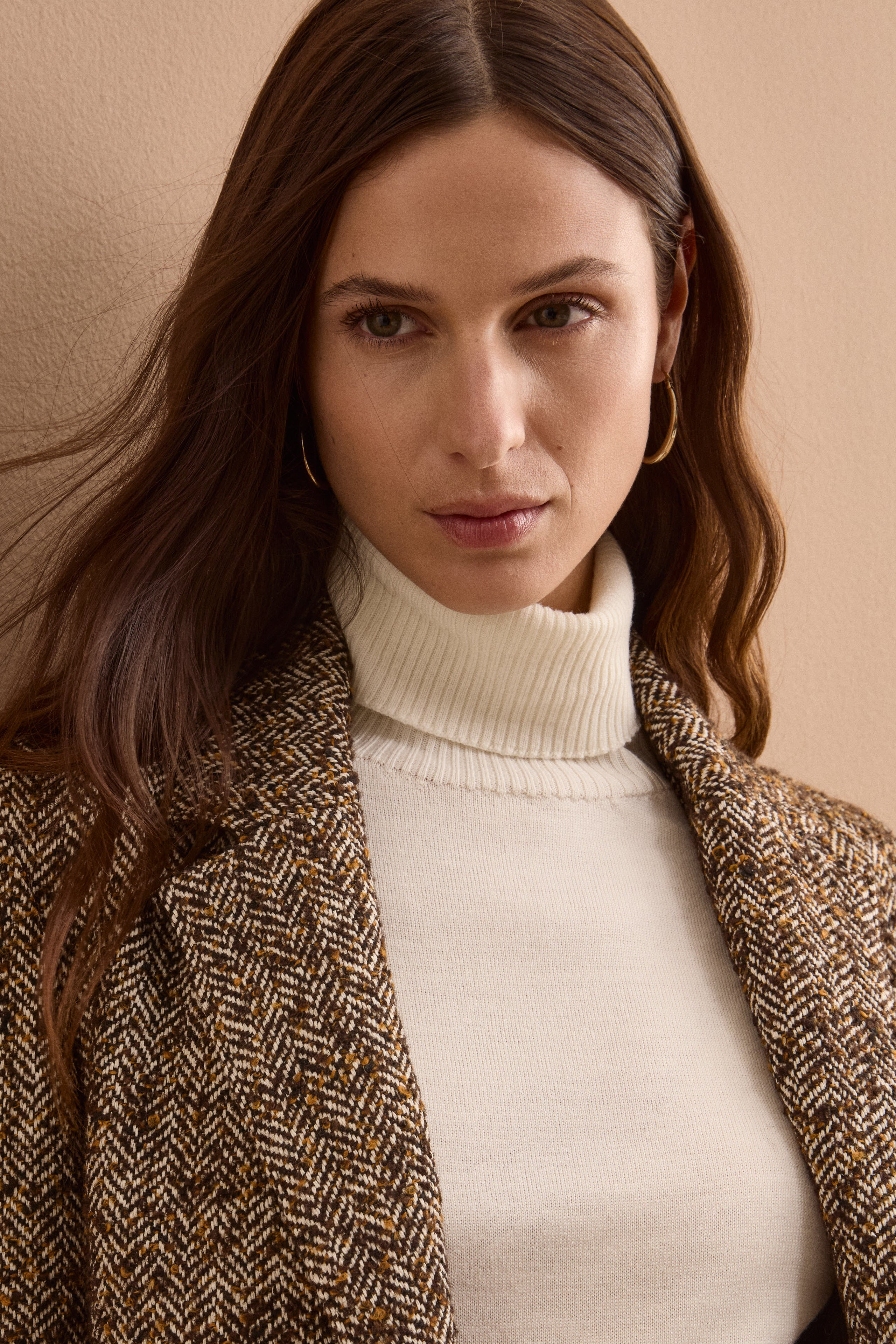 Blazer in Tweed con Toppe in Misto Lana - MARRONE SPIGATO