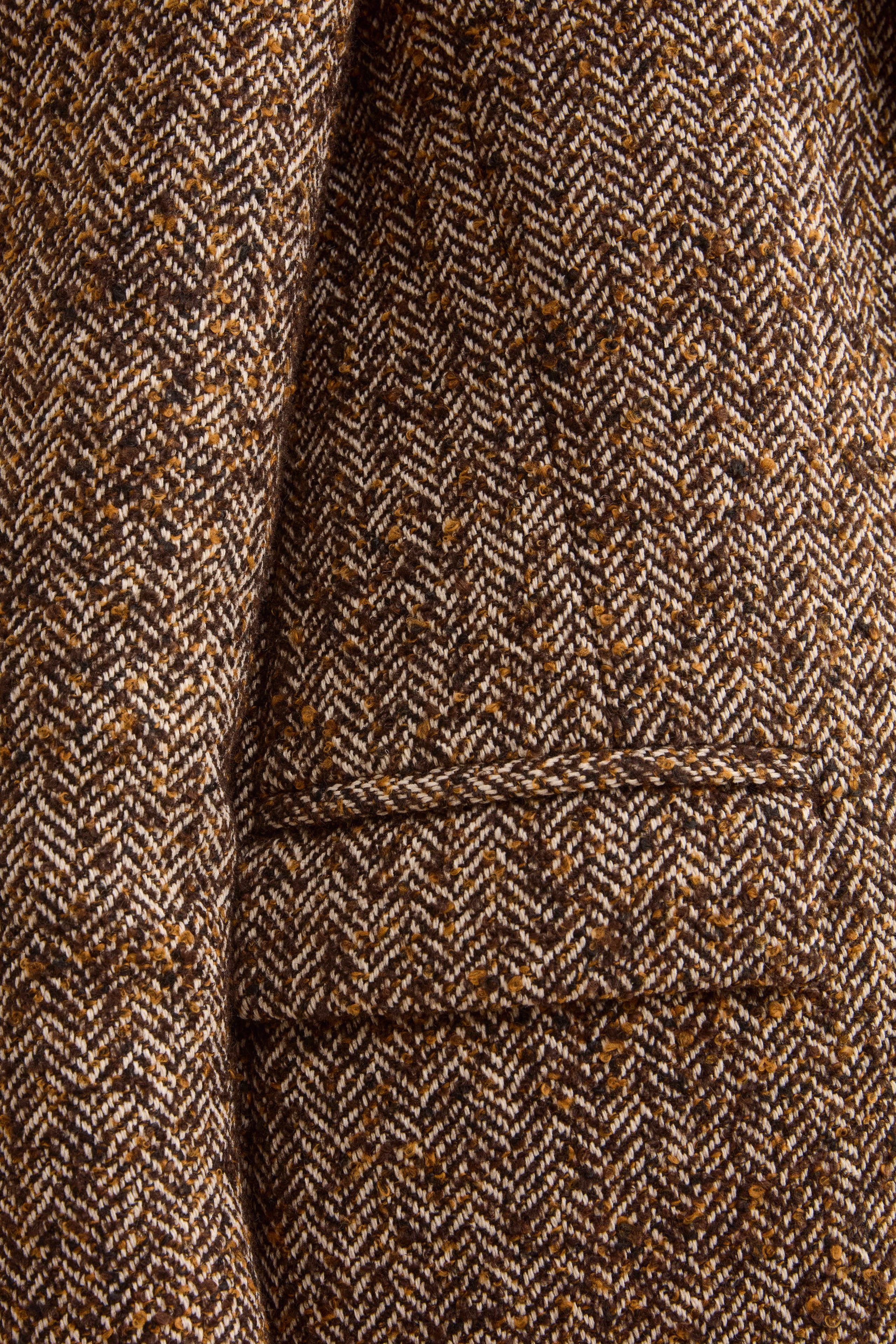 Blazer in Tweed con Toppe in Misto Lana - MARRONE SPIGATO
