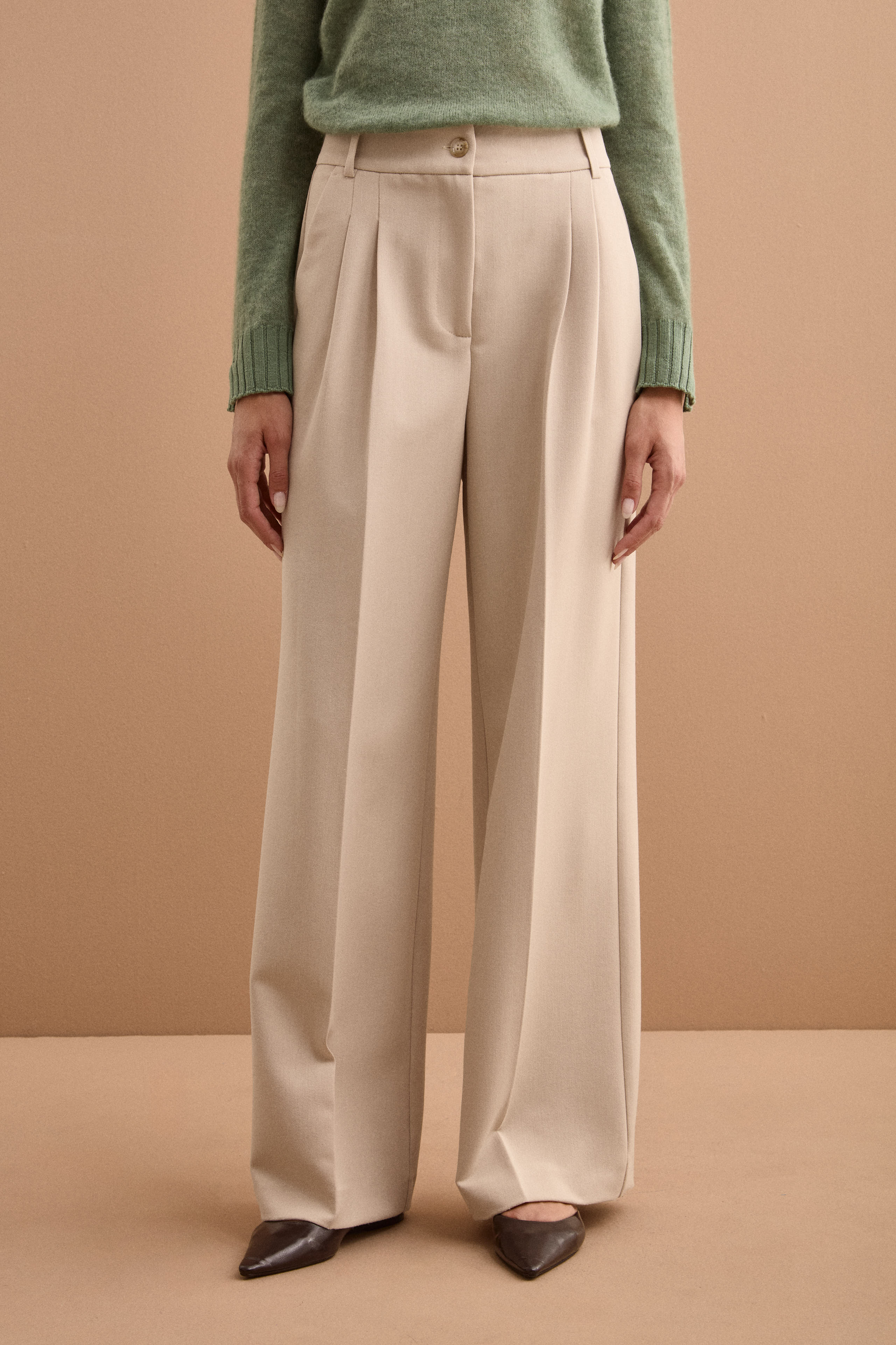 Pantalone Gamba Larga con Pinces - PANNA