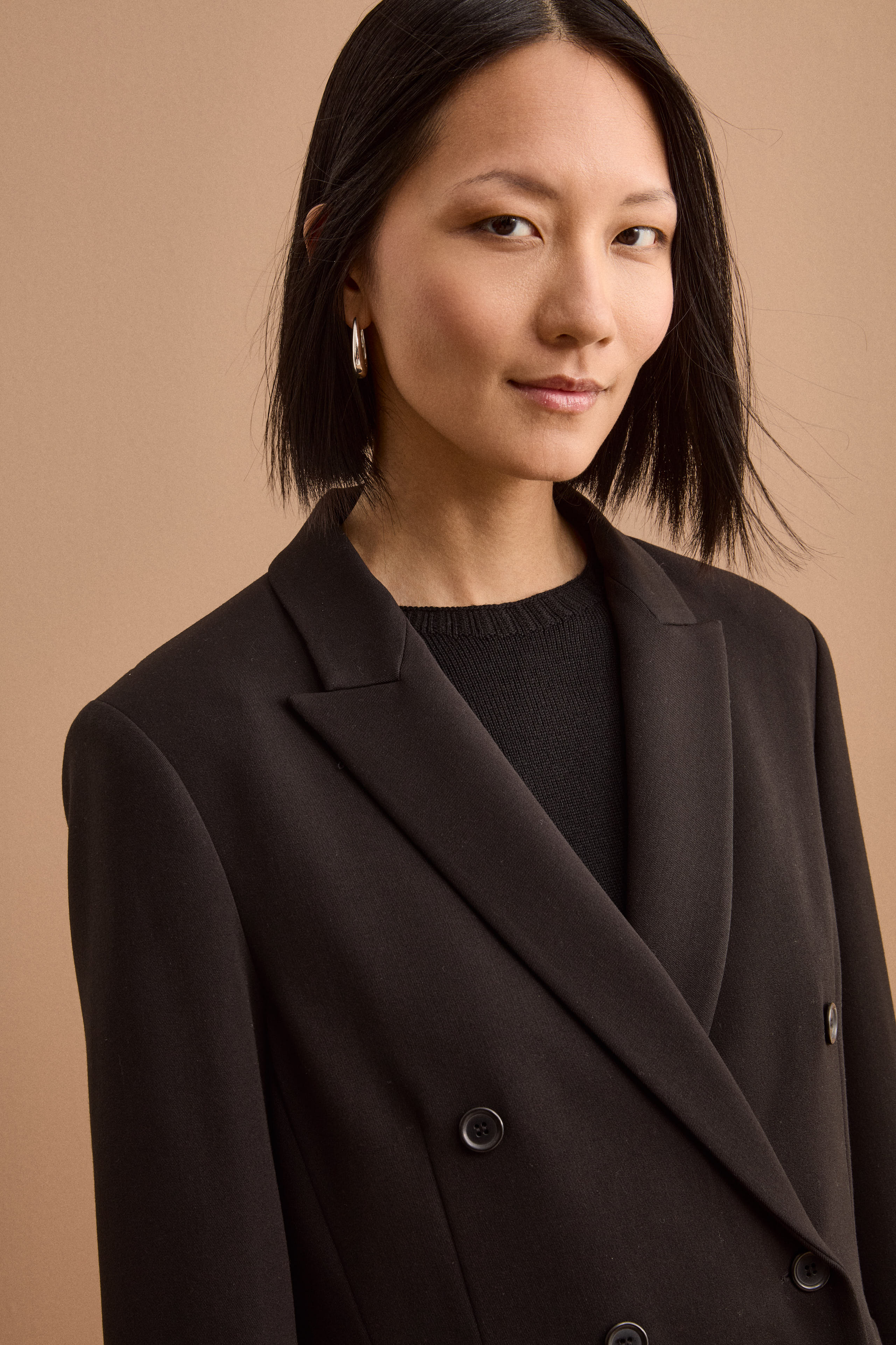 Blazer Doppiopetto Foderato Revers Punto Lancia - NERO
