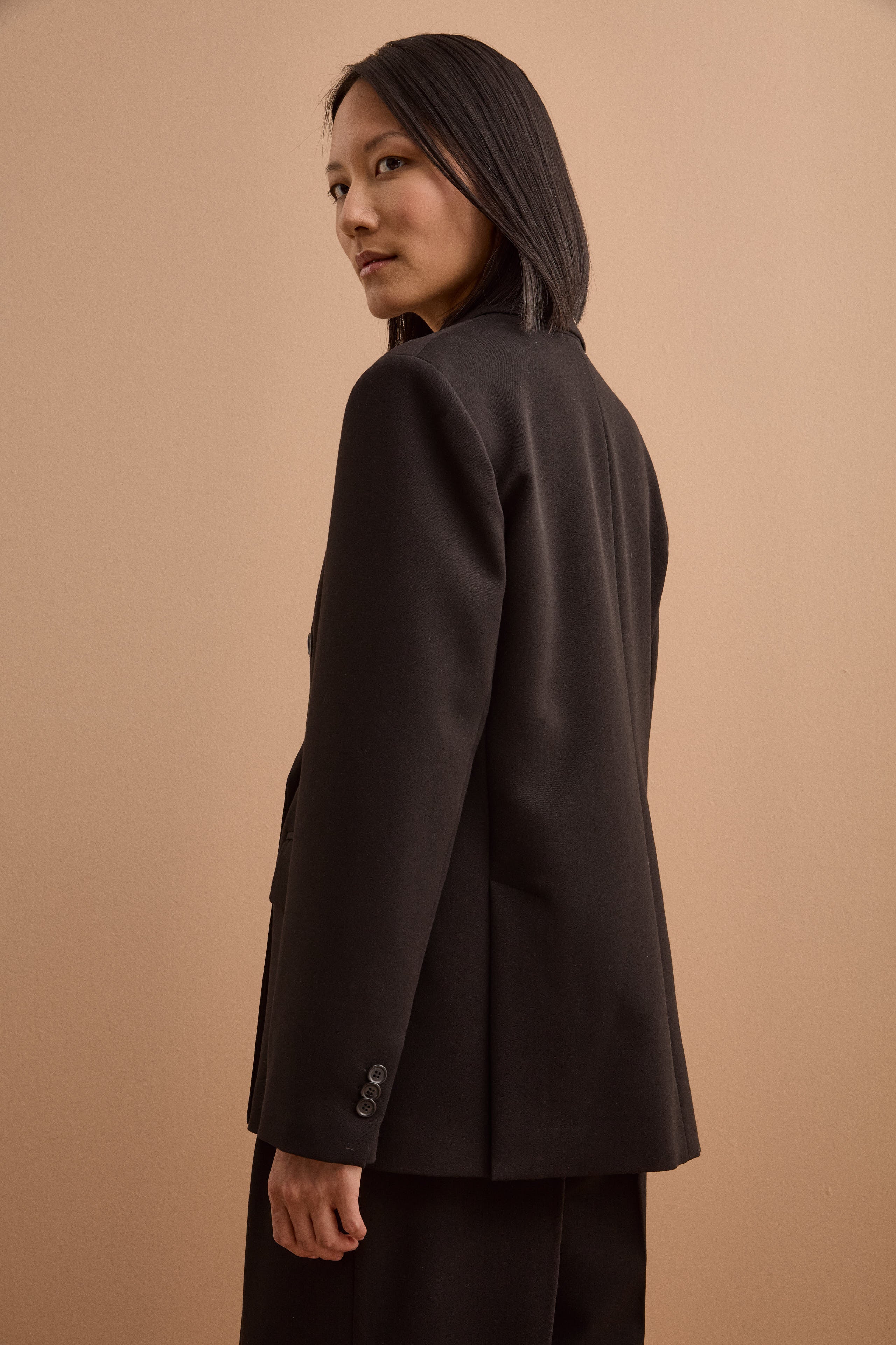 Blazer Doppiopetto Foderato Revers Punto Lancia - NERO