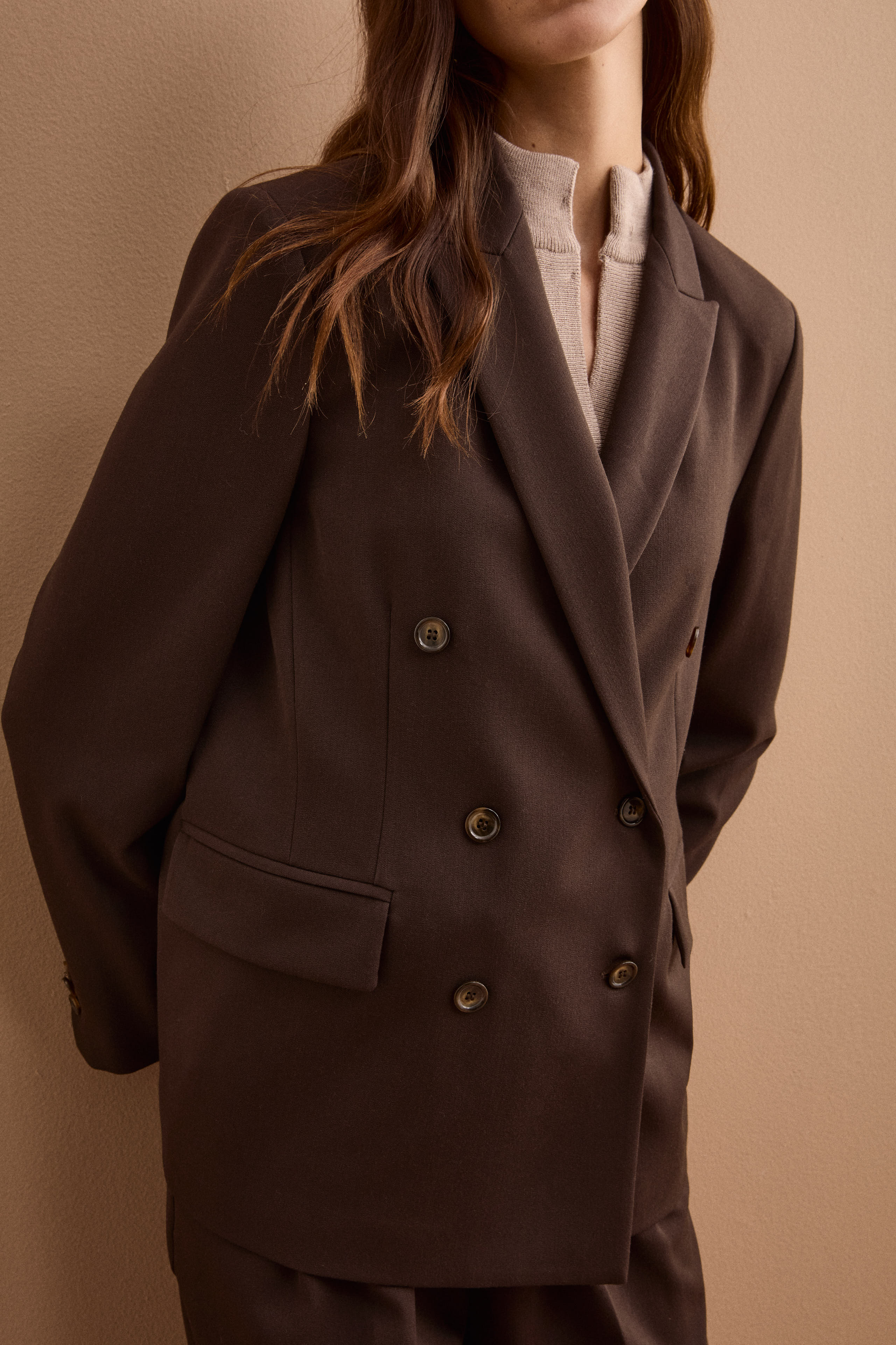 Blazer Doppiopetto Foderato Revers Punto Lancia - T.MORO