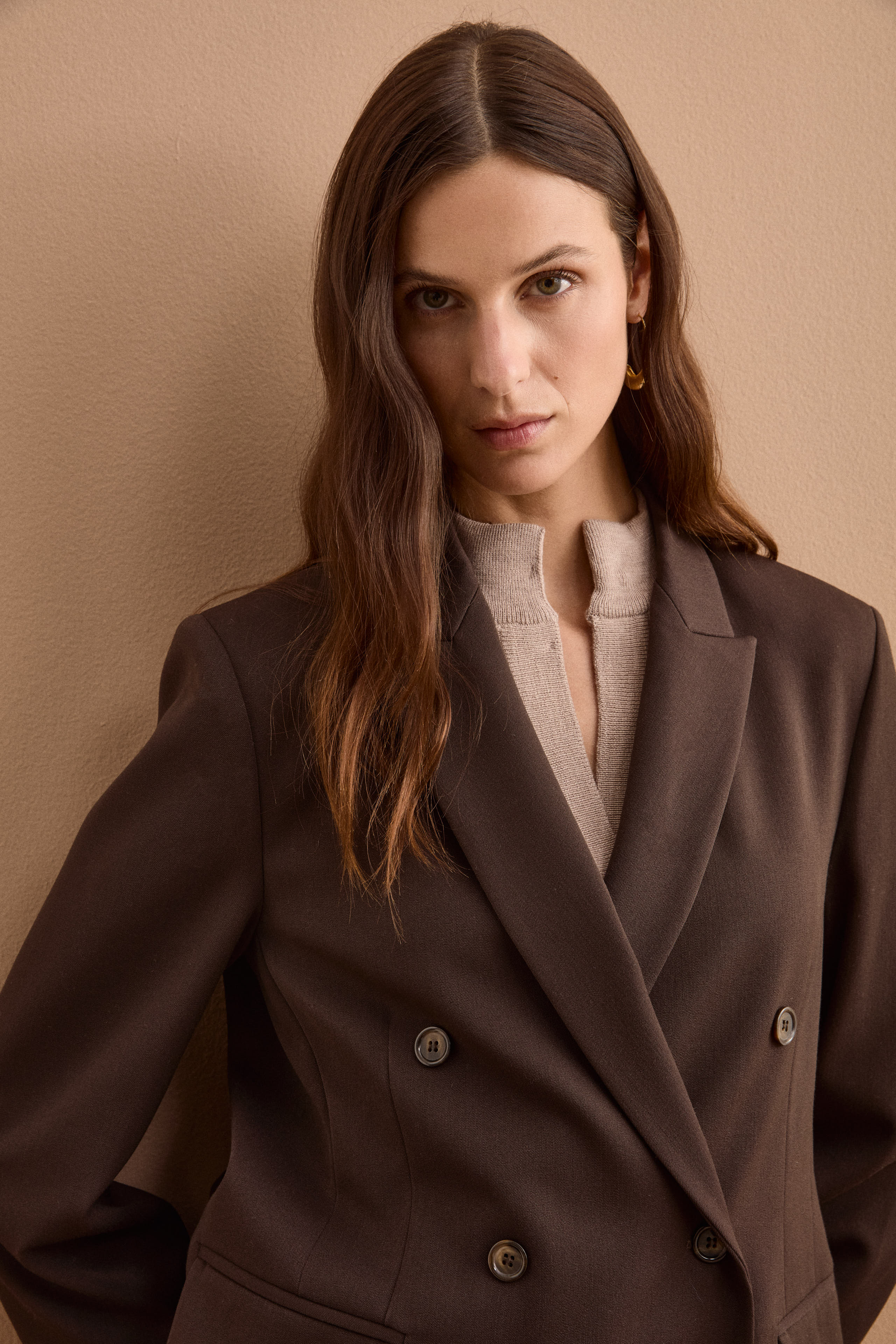 Blazer Doppiopetto Foderato Revers Punto Lancia - T.MORO